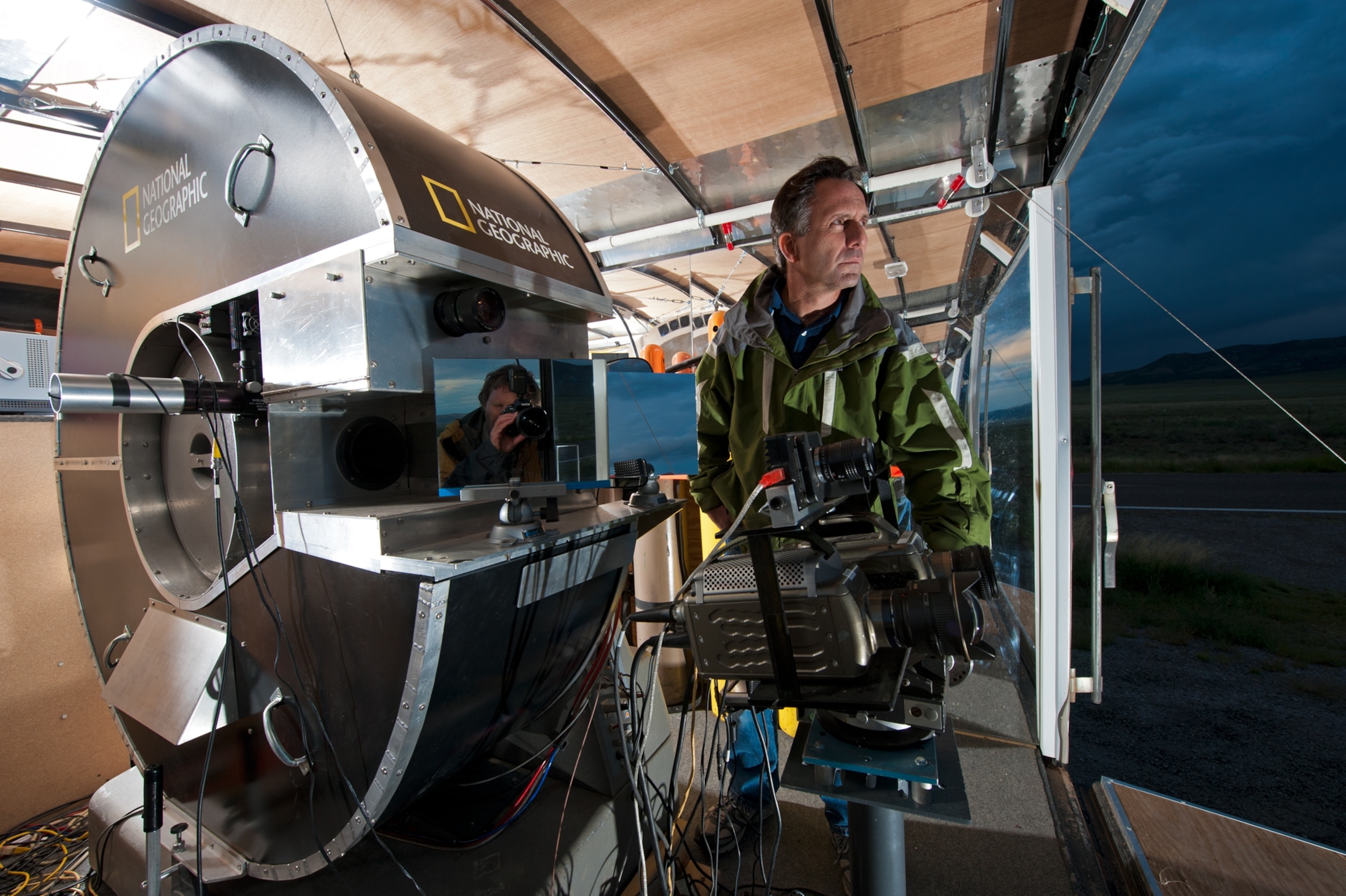 Tim Samaras and a specialized camera used for lightning photography