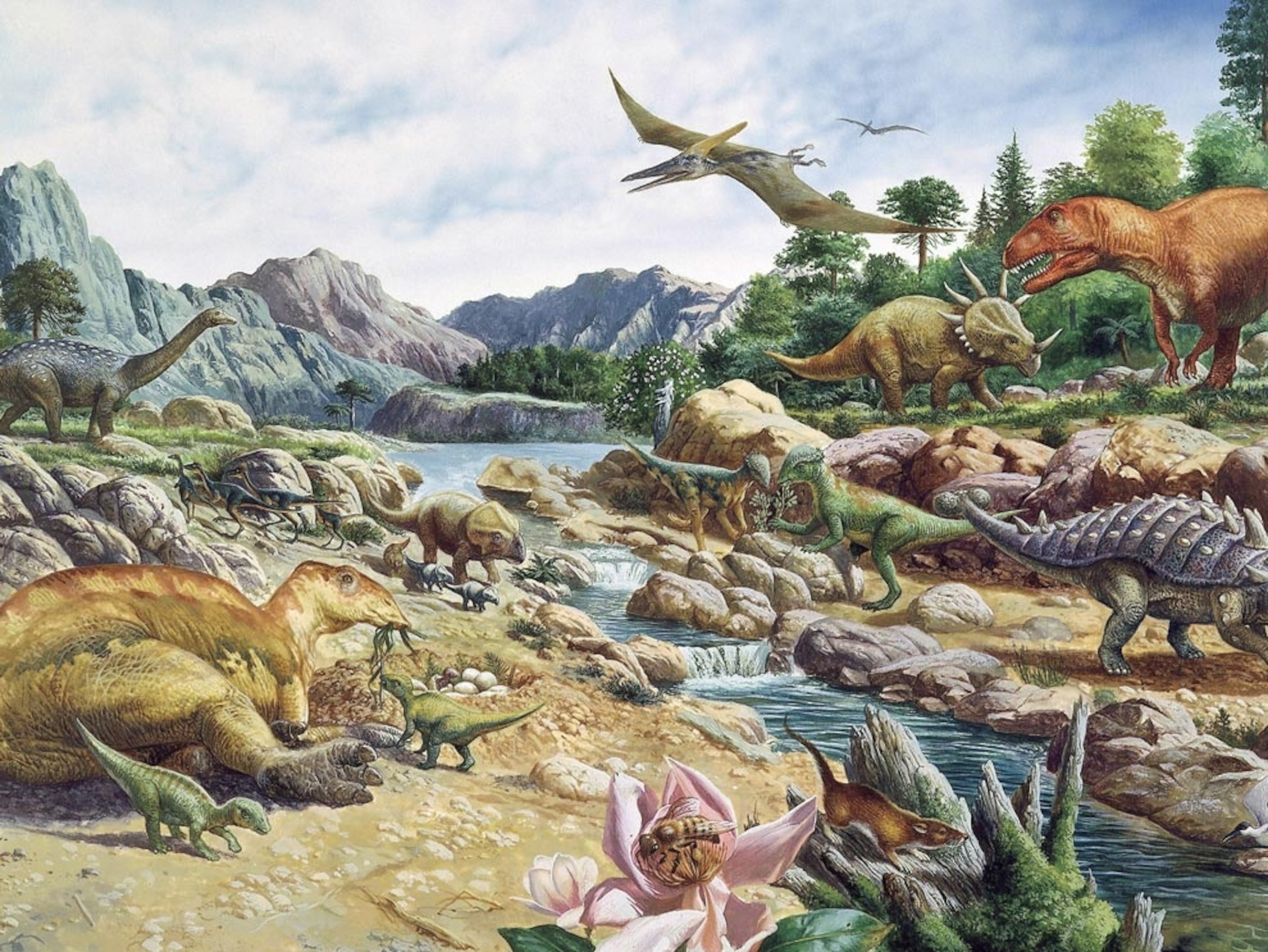 Image: An artistic rendering of Cretaceous life.