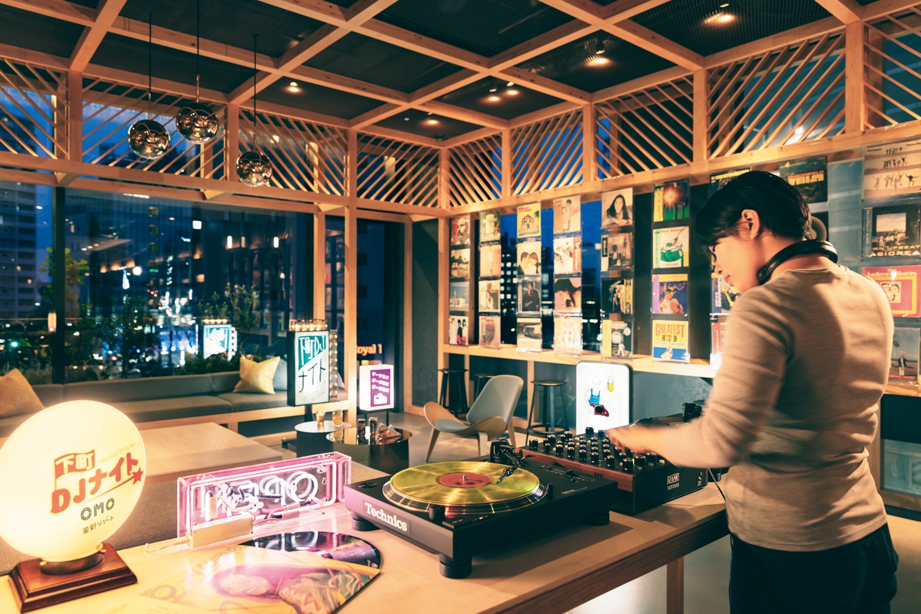 DJ performing in a hotel lounge in Tokyo.