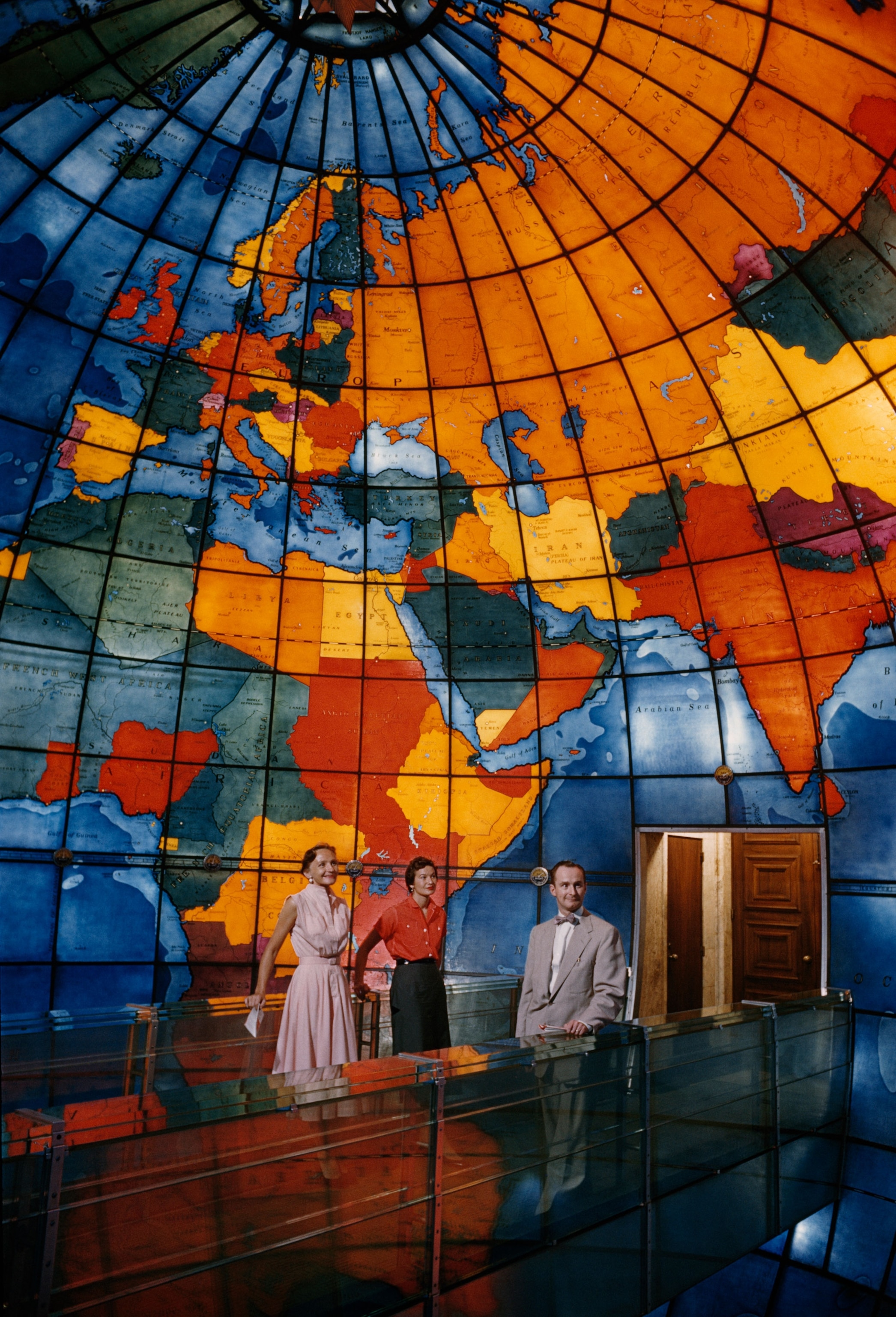 a map in a library in Boston, United States