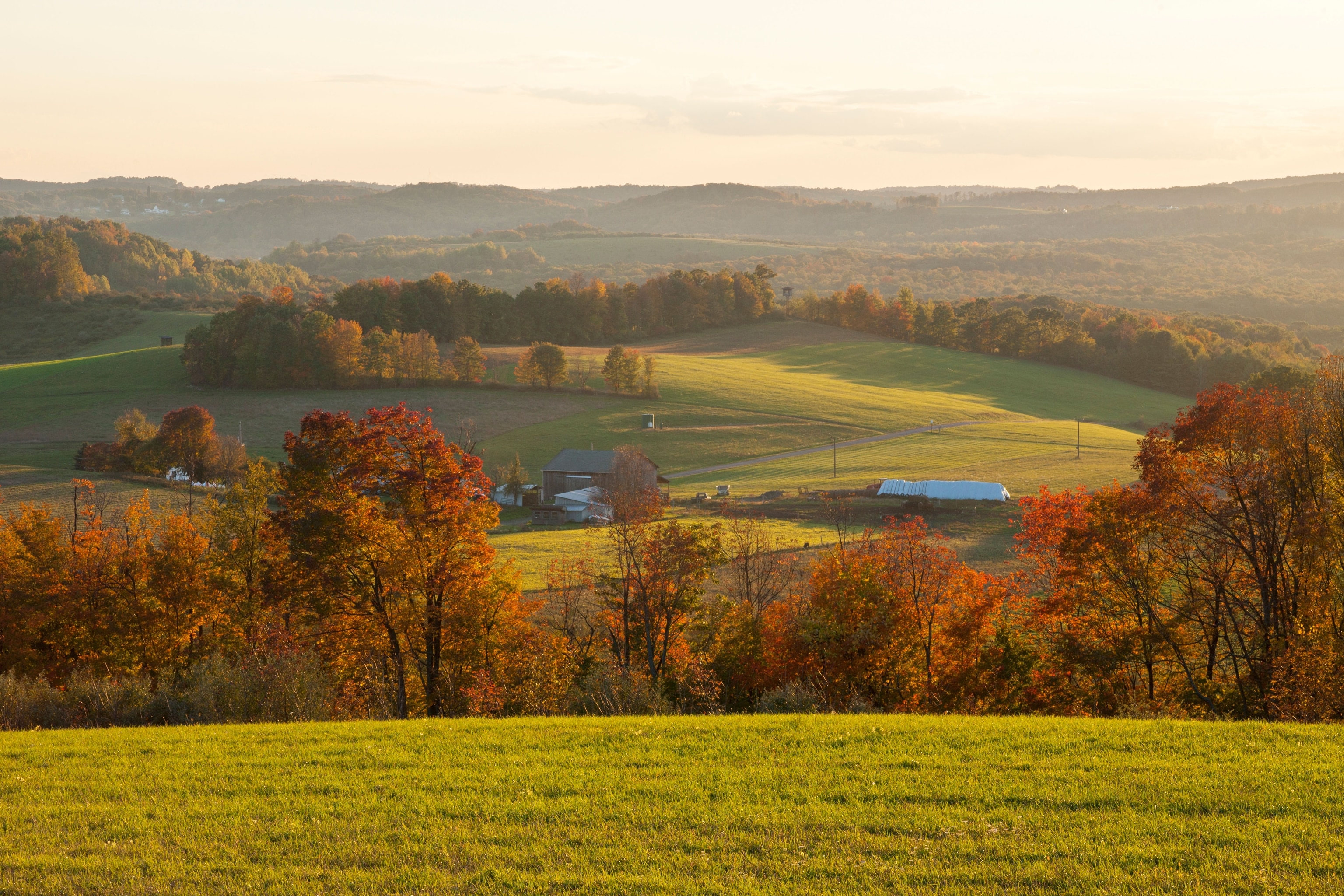 Rolling hills and fall foliage in Pennsylvania