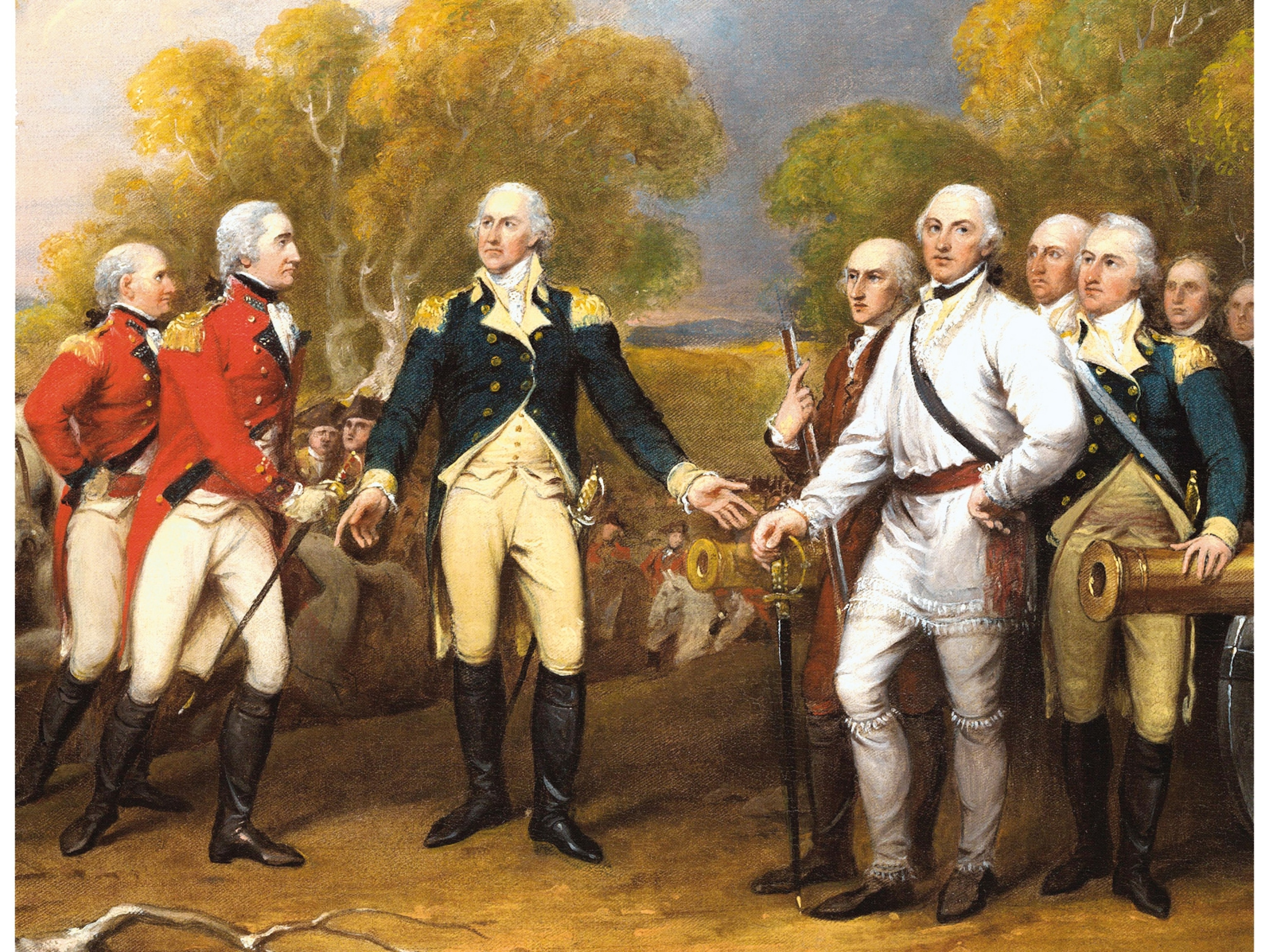 George Washington and troops at Saratoga