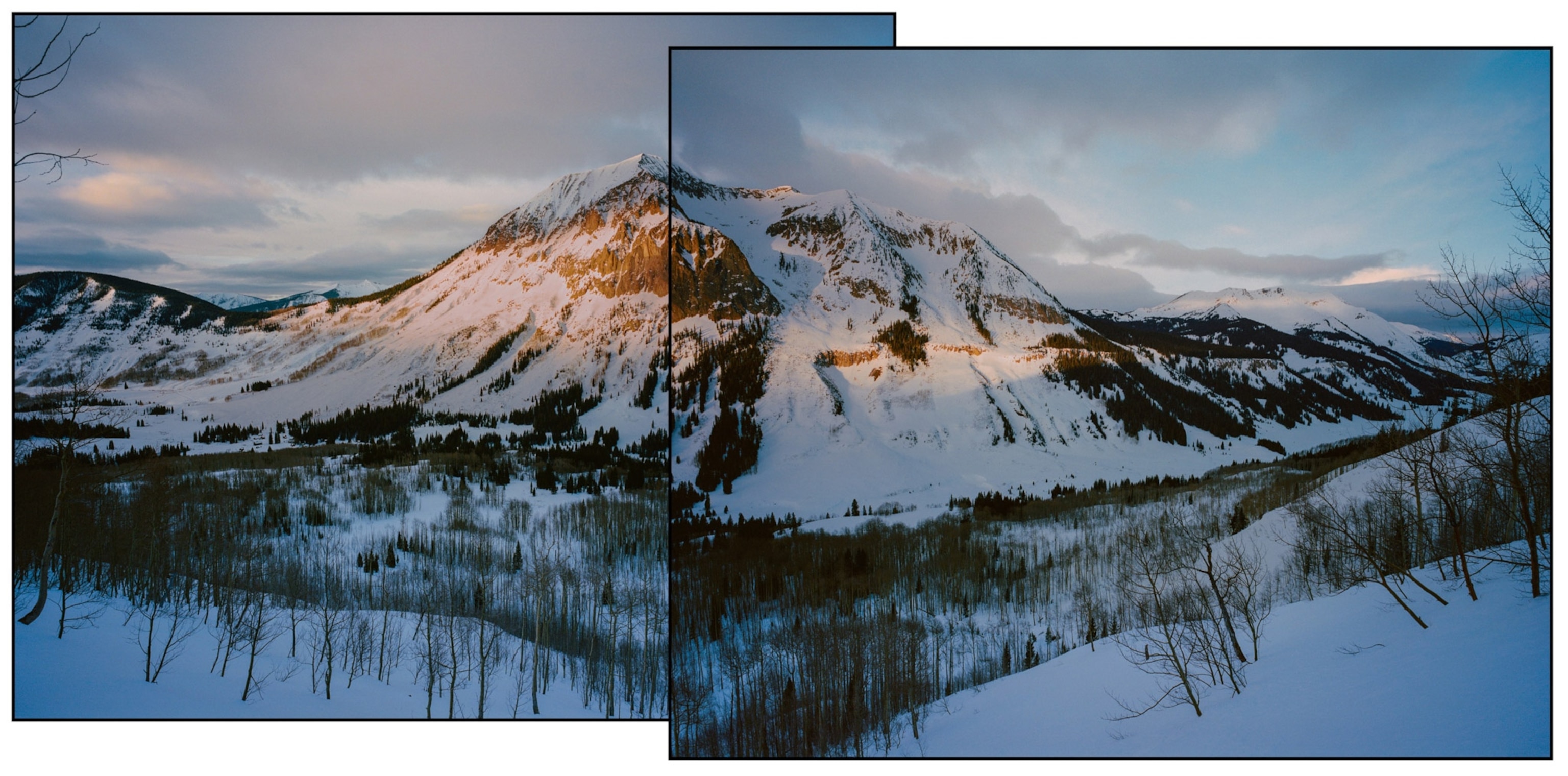 First light hits Gothic Mountain in early February.