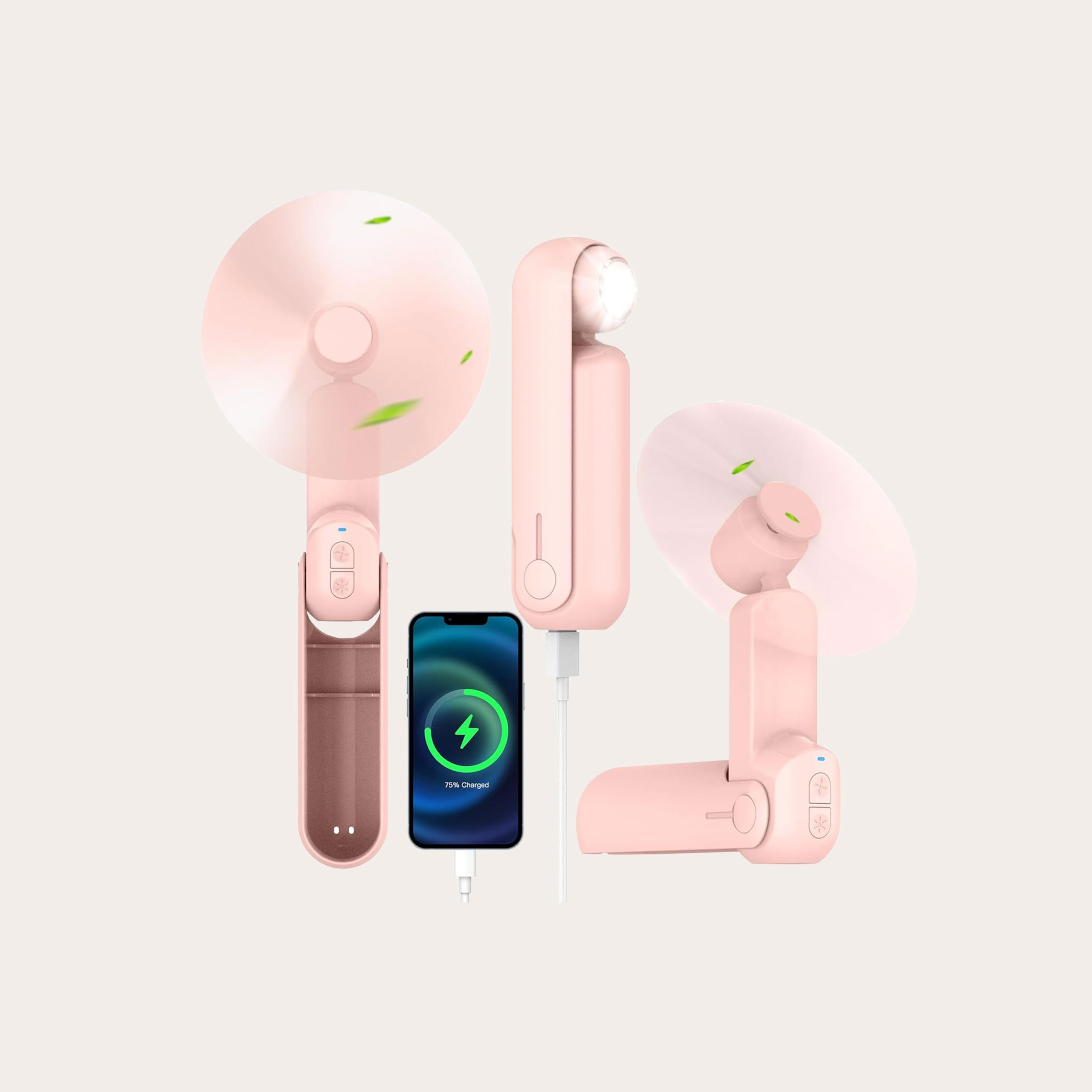 Three pink portable fan charger
