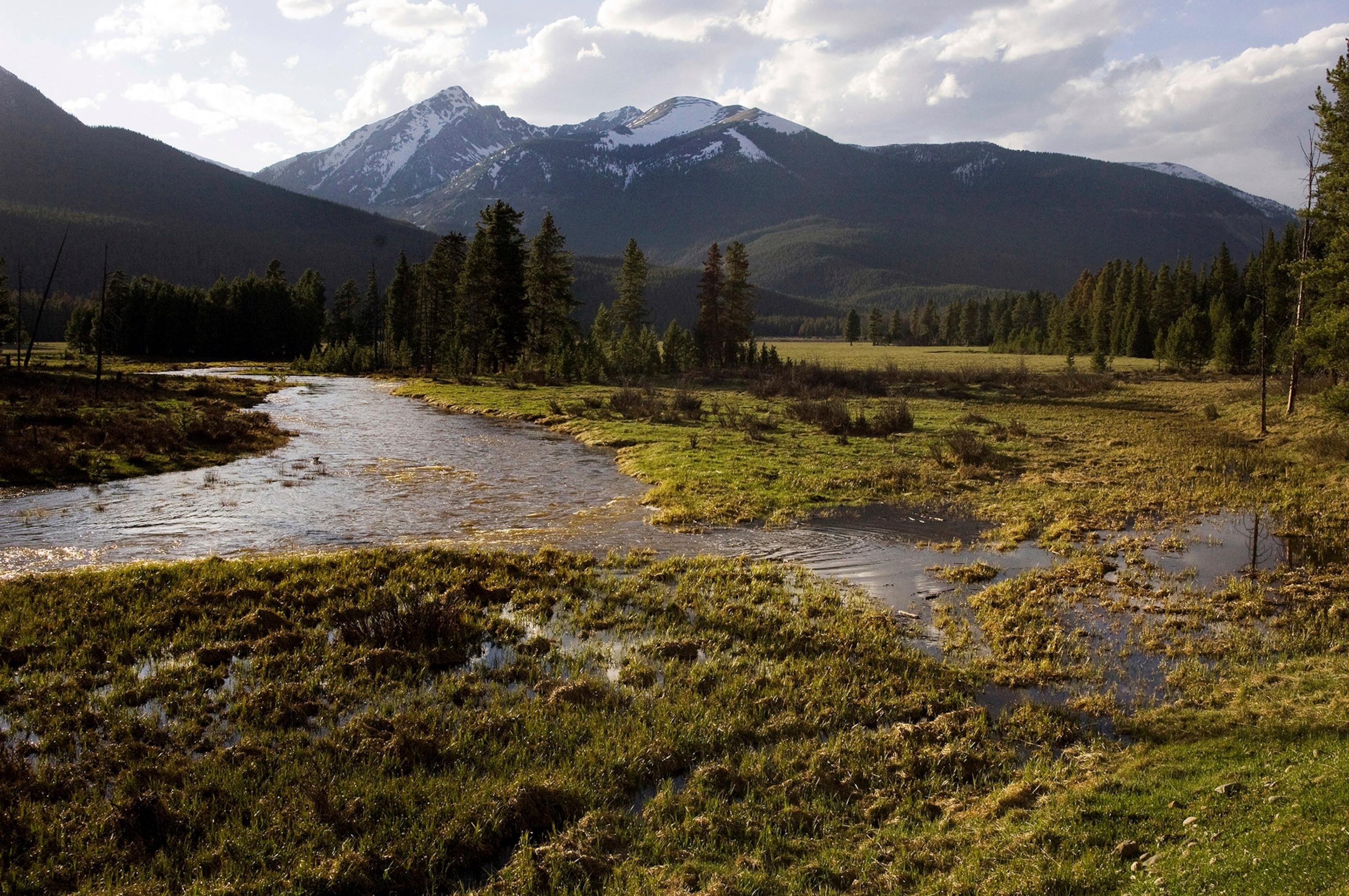Aerial view of Colorado River headwaters in the Rocky Mountains