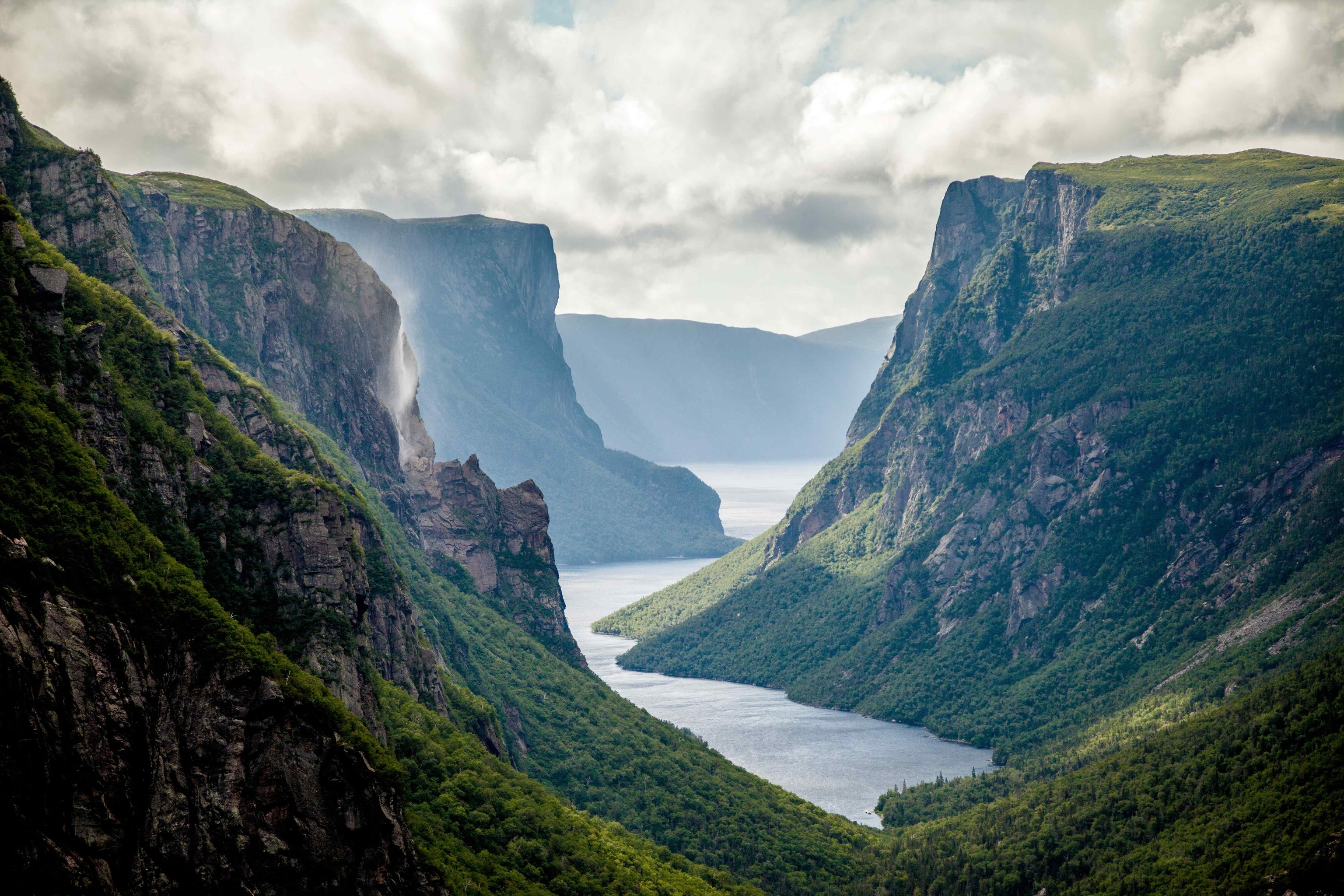 an aerial view of the iconic Western Brook Pond