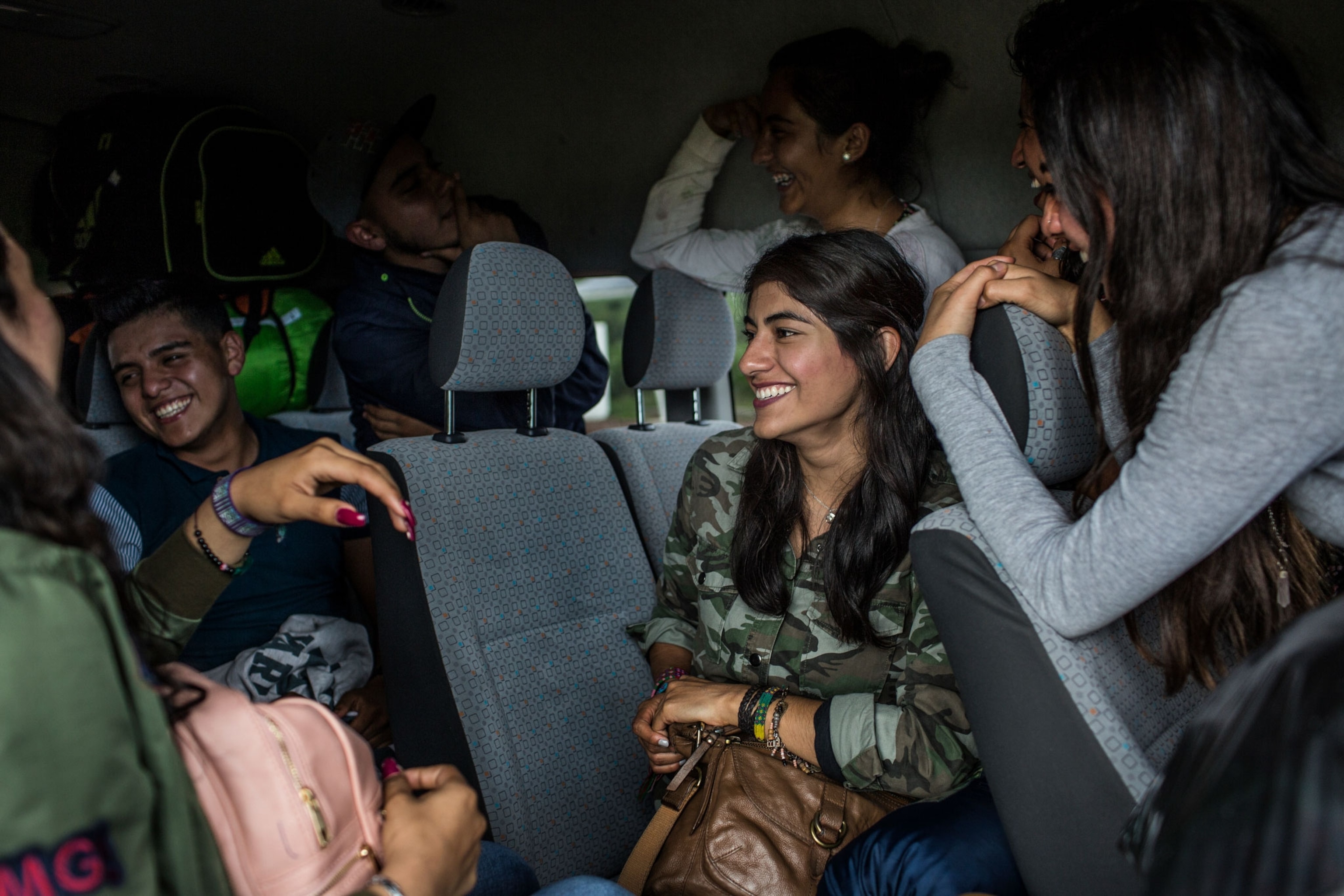 teenagers in a van