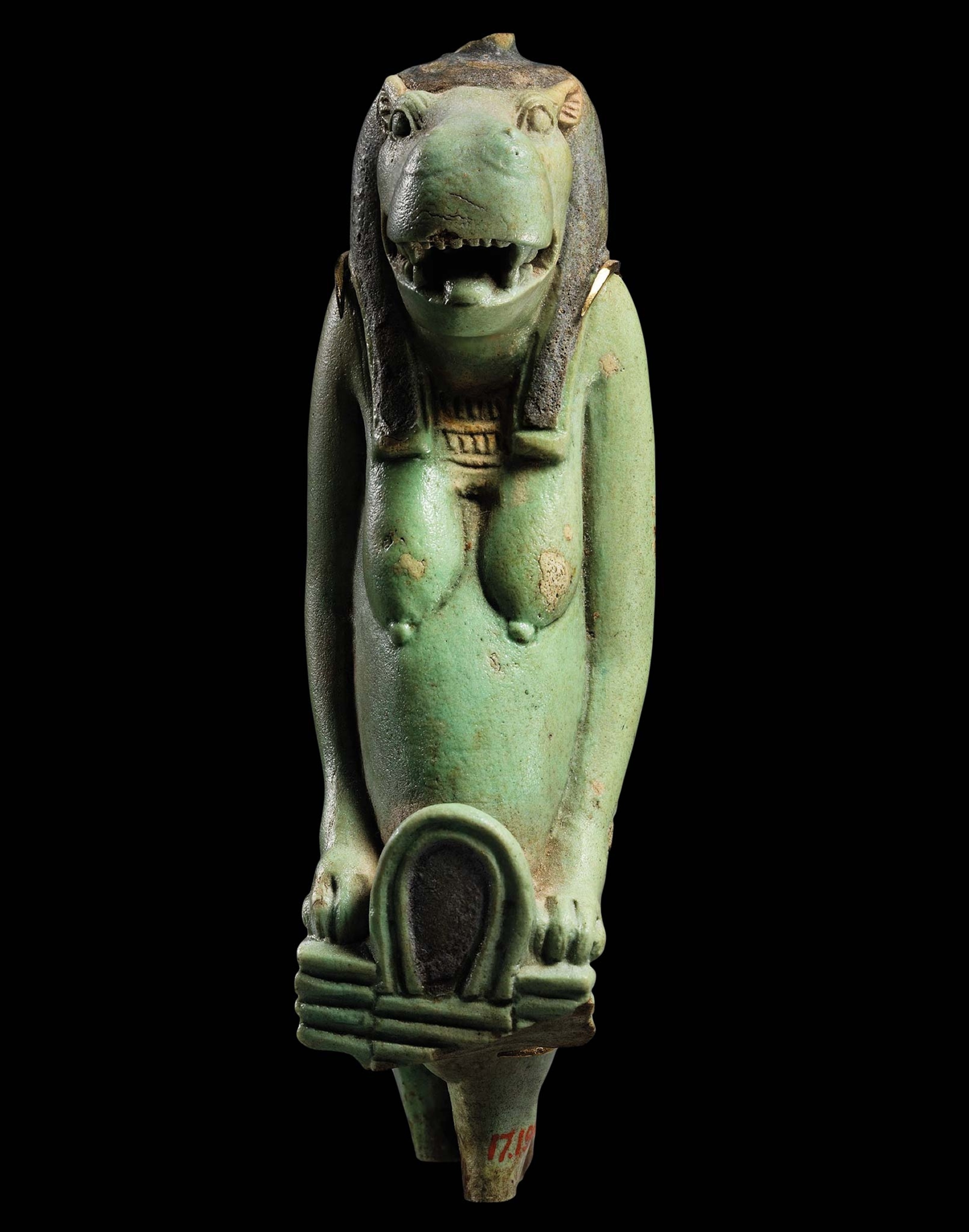 A green circa 664-332 B.C. amulet of hippo goddess Taweret