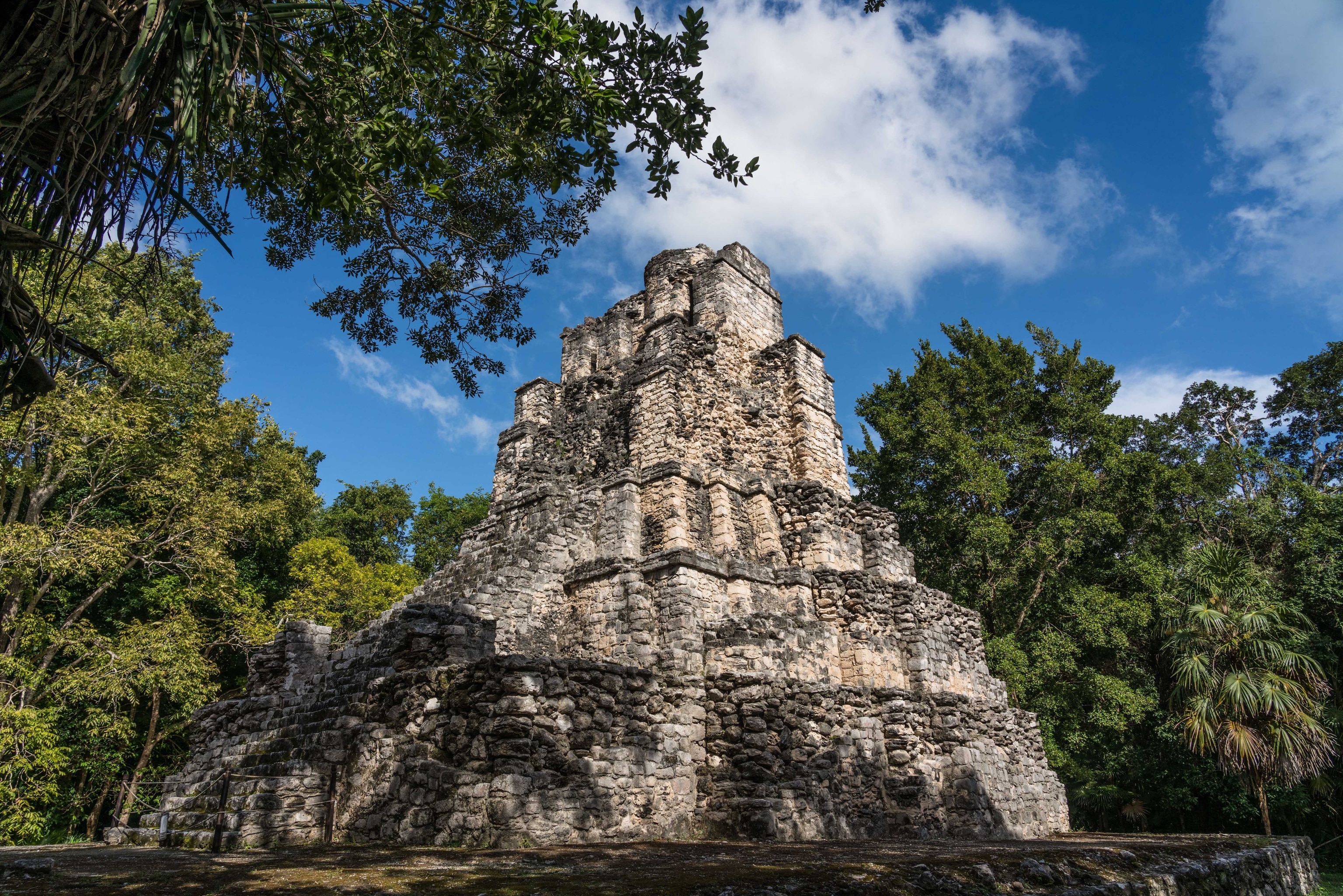 the Castle in the ruins of the Mayan city of Muyil or Chunyaxche in the Sian Ka'an UNESCO World Biosphere Reserve