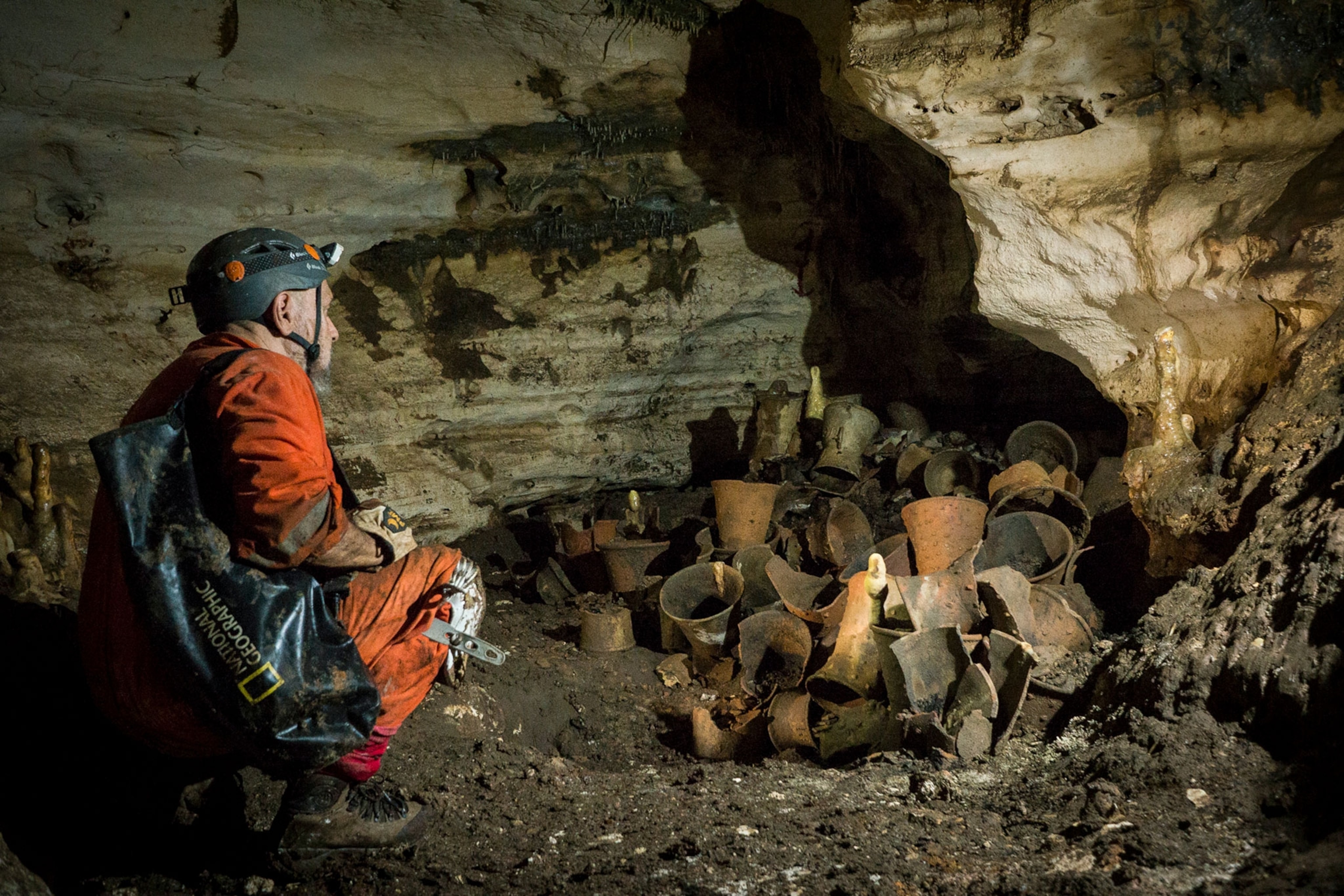 a National Geographic explorer in a cave in Mexico