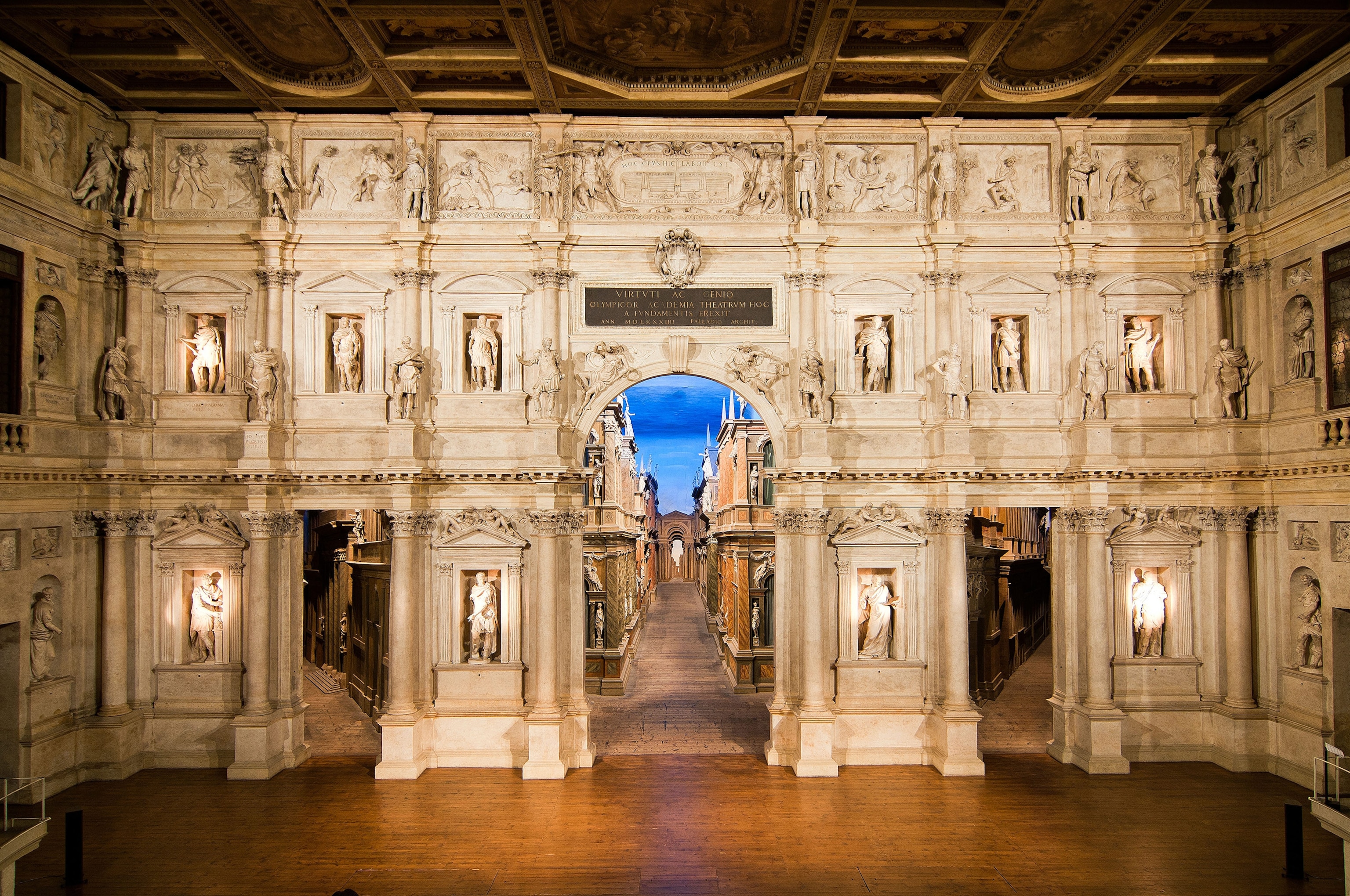 the three-dimensional stage in Teatro Olympico in Vicenza, Italy