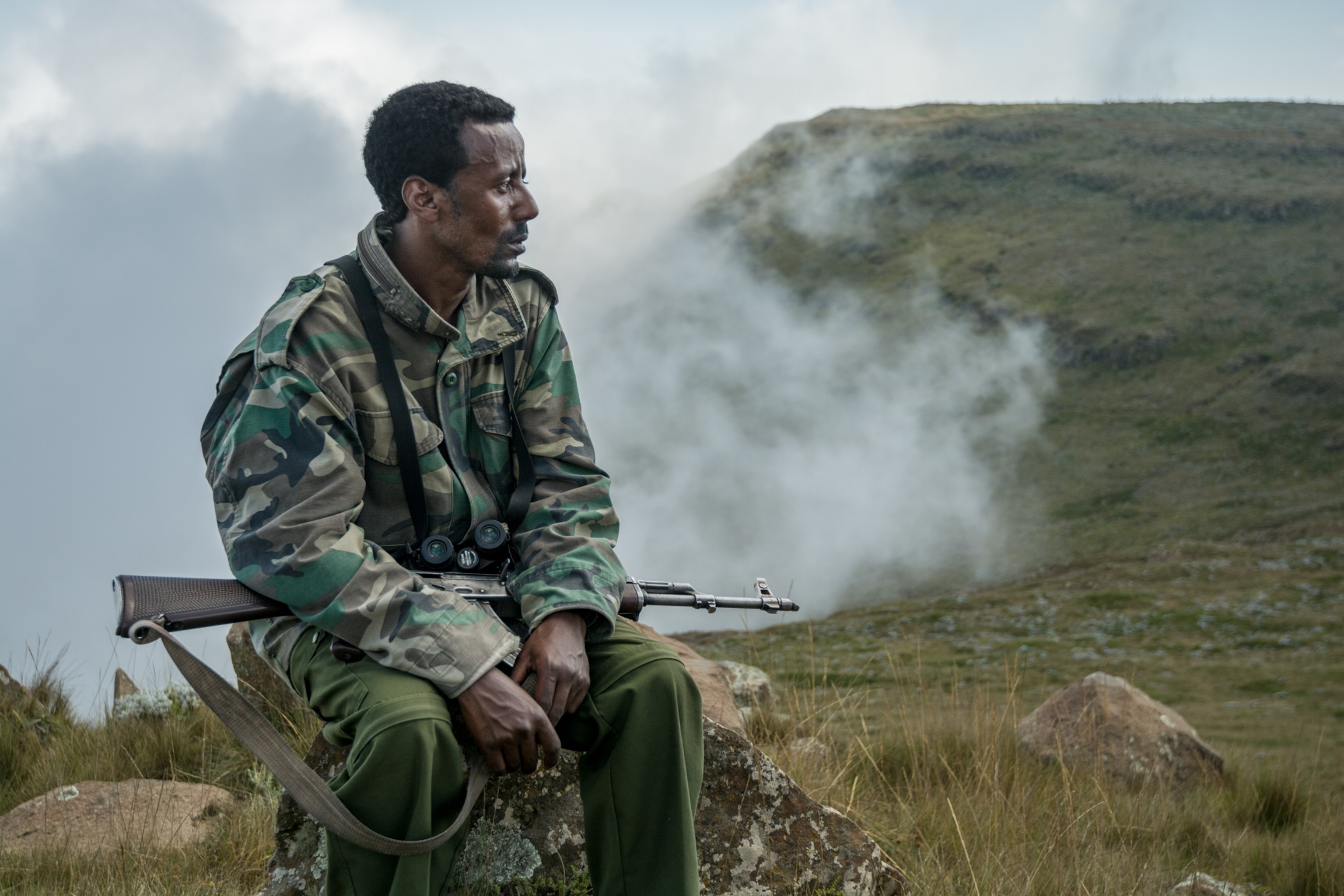 a former soldier who is now patrolling the guassa conservation area for poachers