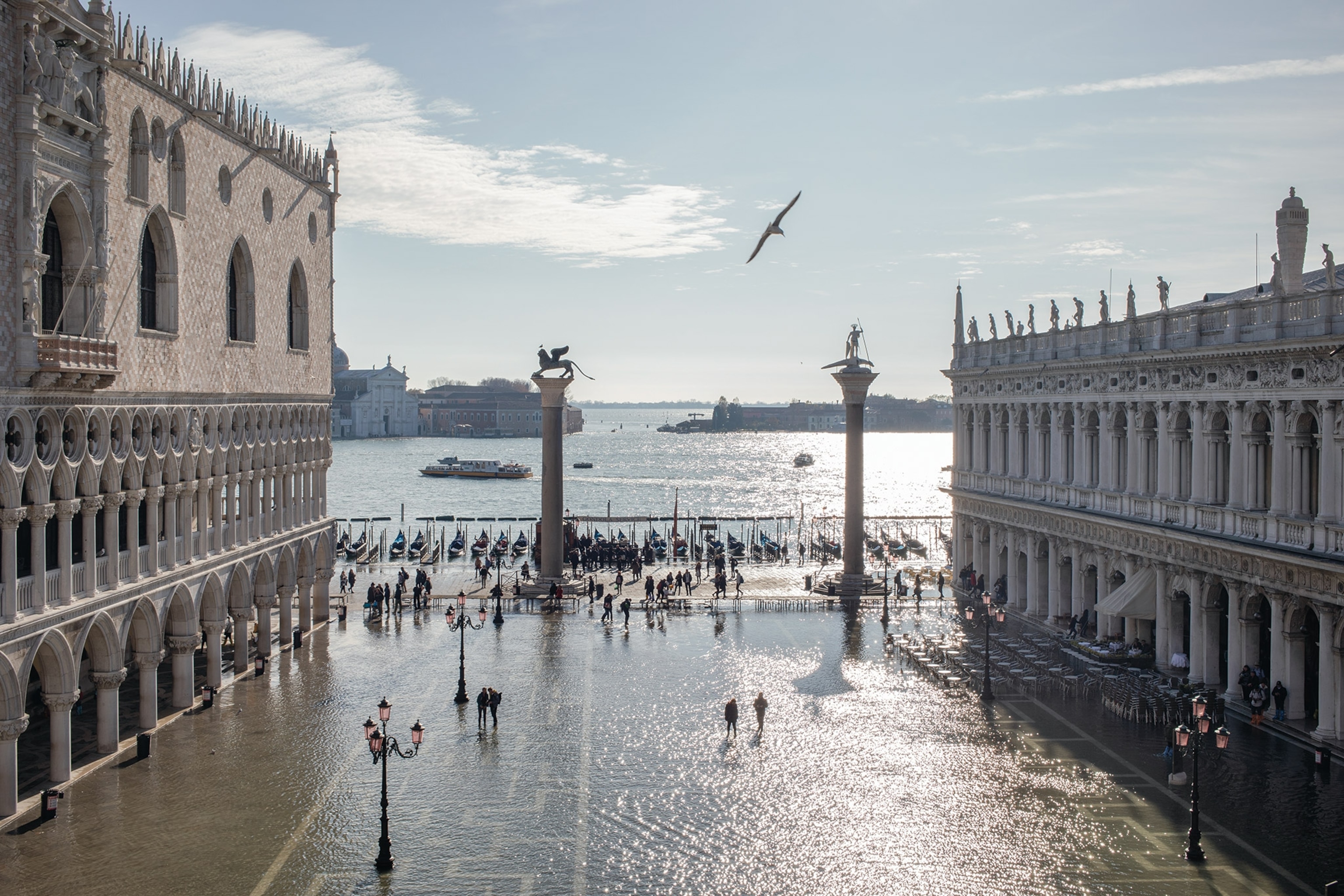 San Marco square flooded by the high tide.