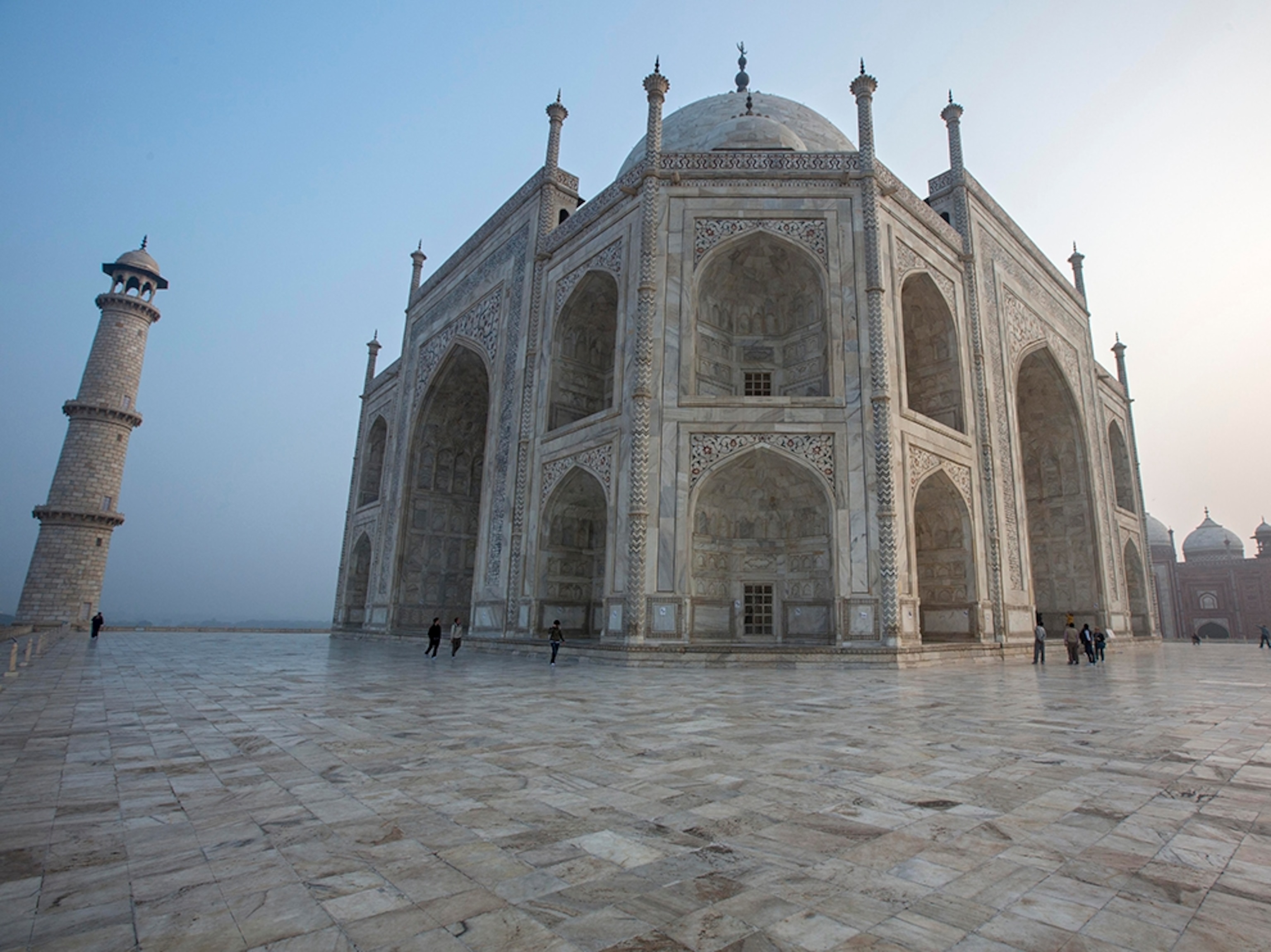 the Taj Mahal in Agra, India, at sunrise