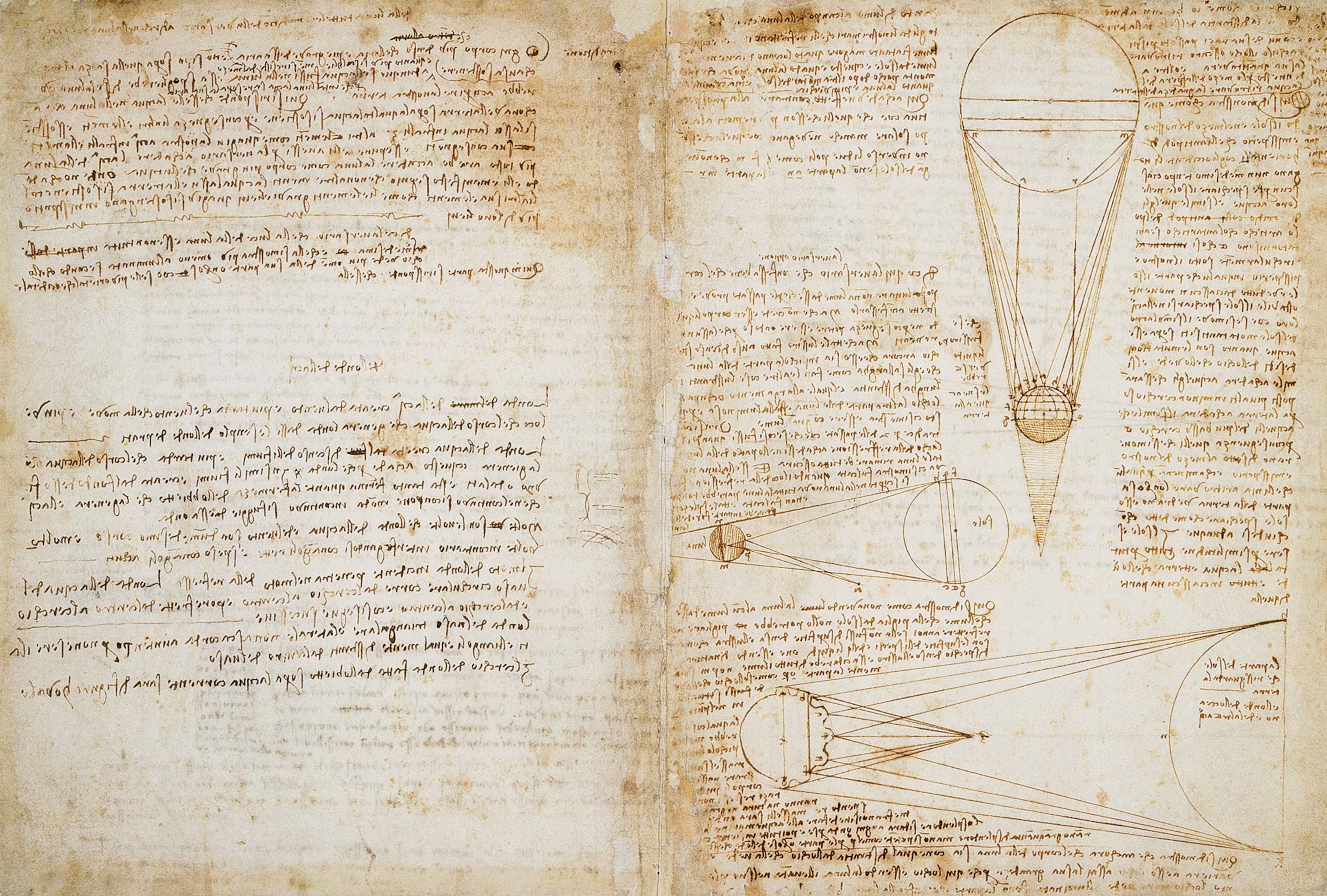 A study of the brightness of the moon in relation to the sun is on the first page of the Codex Leicester.