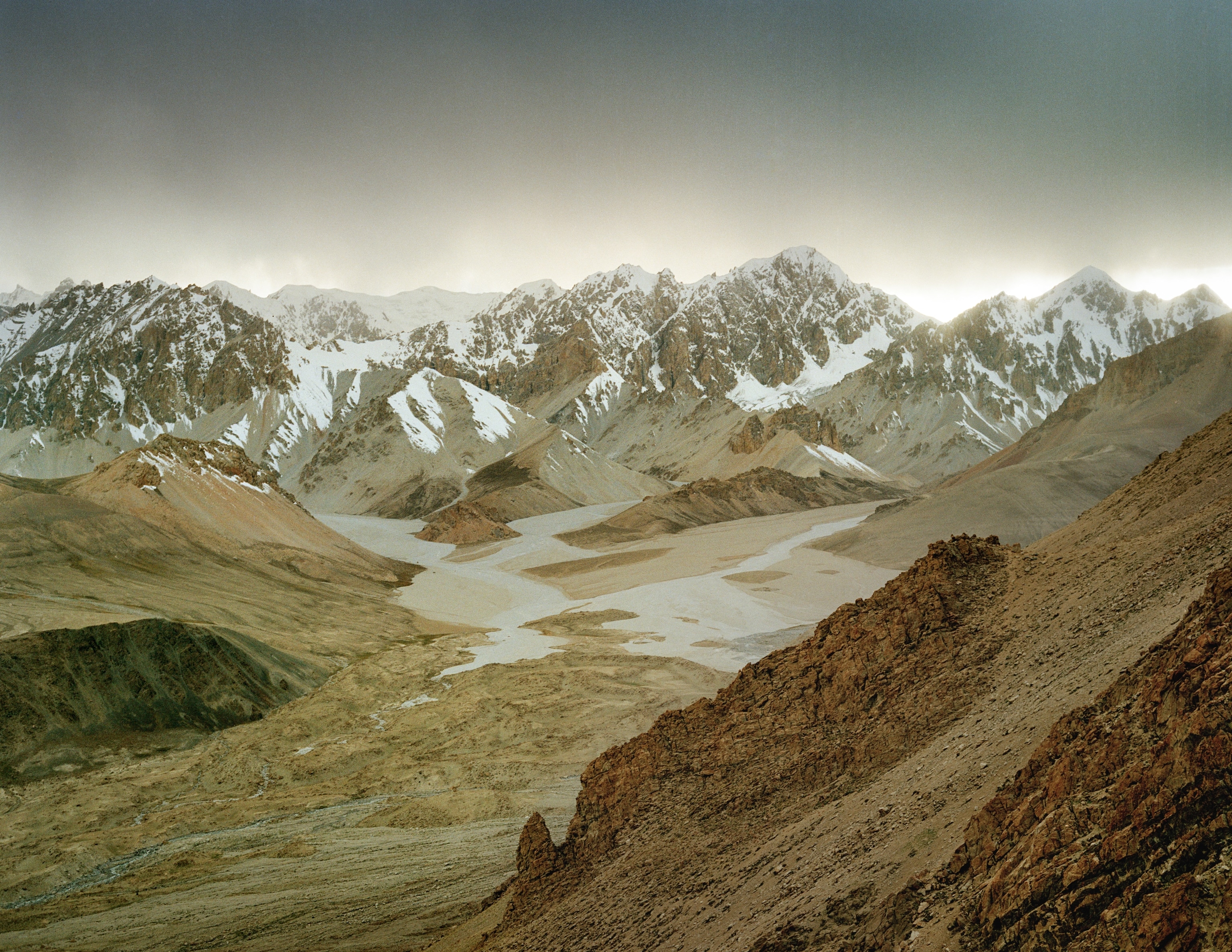 View over the Shimshal Pamir region while climbing an unclimbed peak