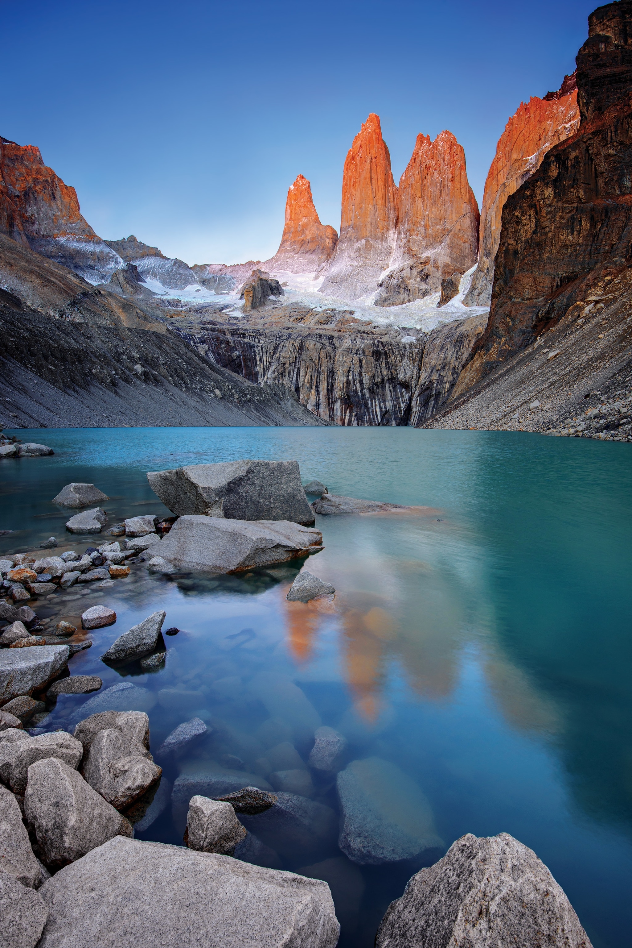 the three towers in Torres del Paine, Patagonia, Chile
