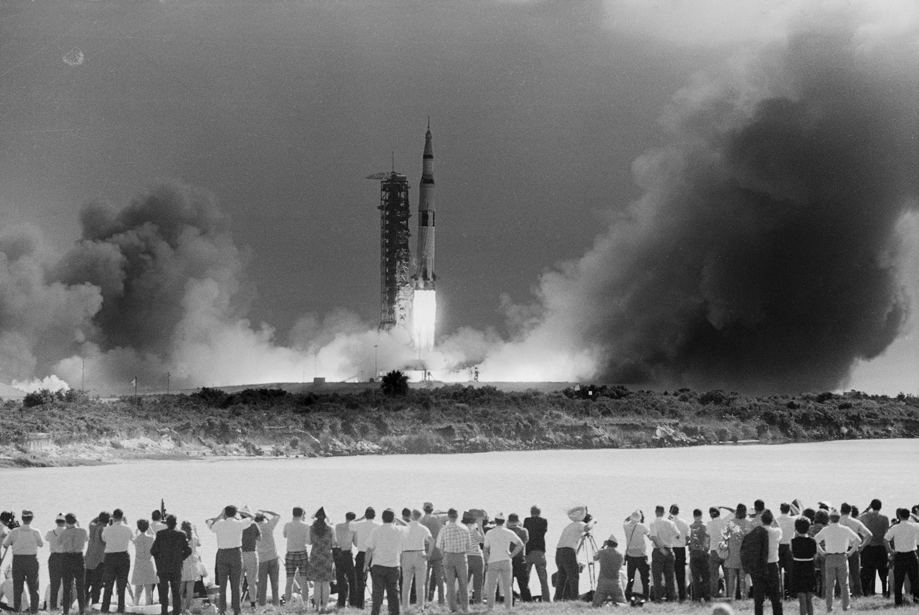 Apollo 11 spacecraft launching.