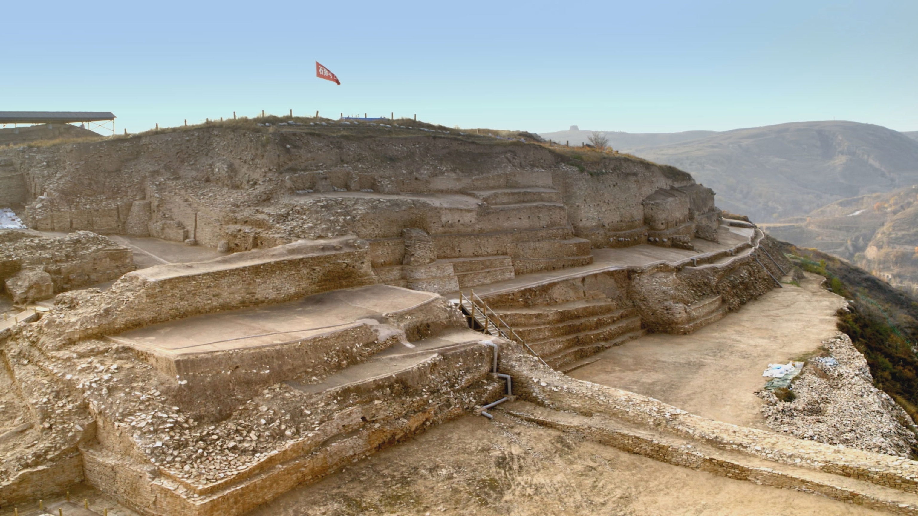 a large archaeological site on a mountain