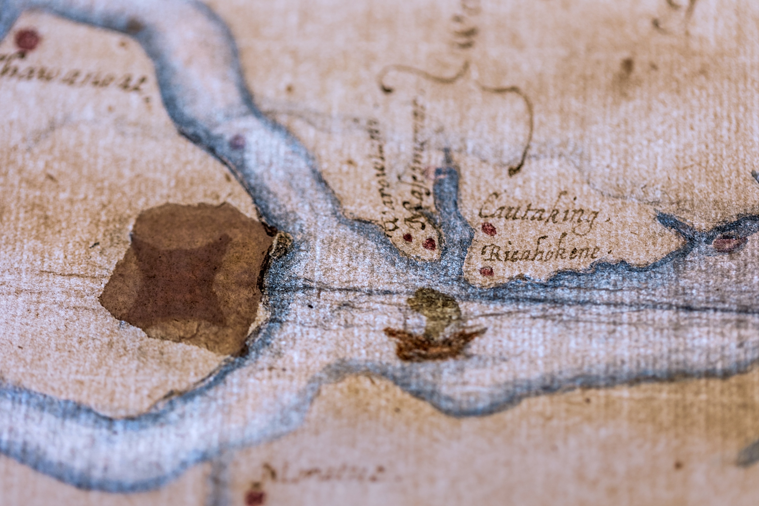 a map with a star-shaped symbol under a patch.