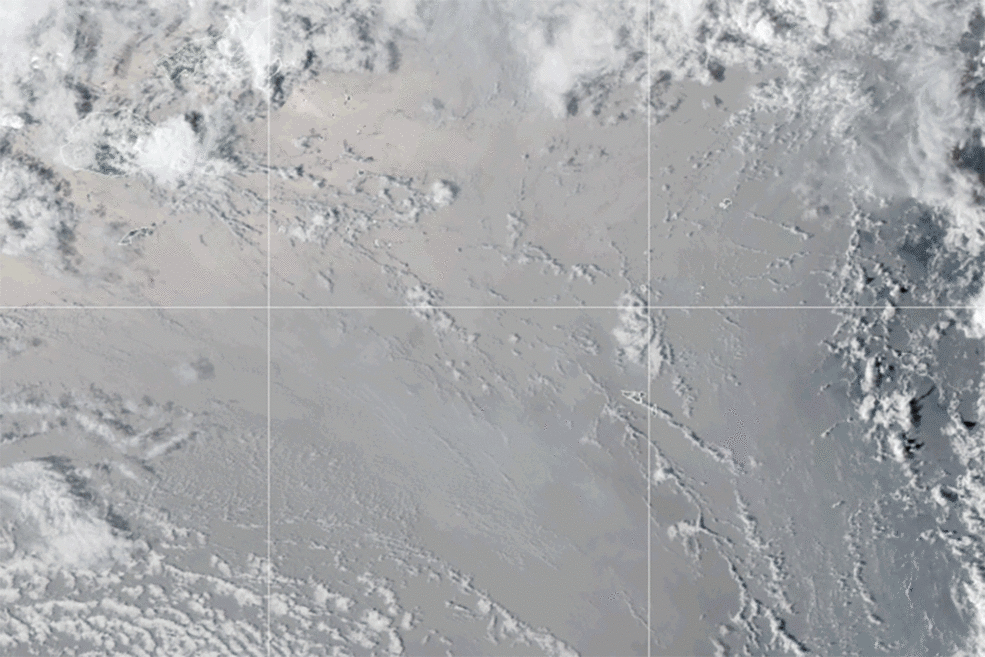 This looping video shows an umbrella cloud generated by the underwater eruption of the Hunga Tonga-Hunga Ha’apai volcano on Jan. 15, 2022