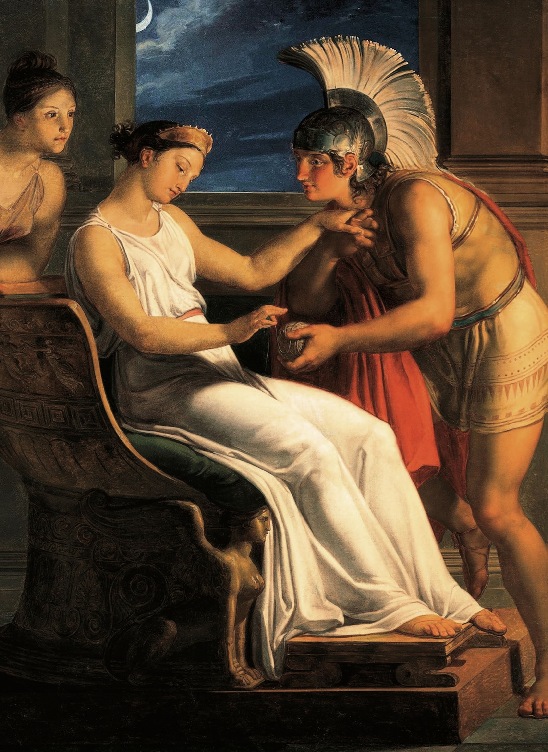 Ariadne's giving a gift to Theseus to help him navigate the labyrinth