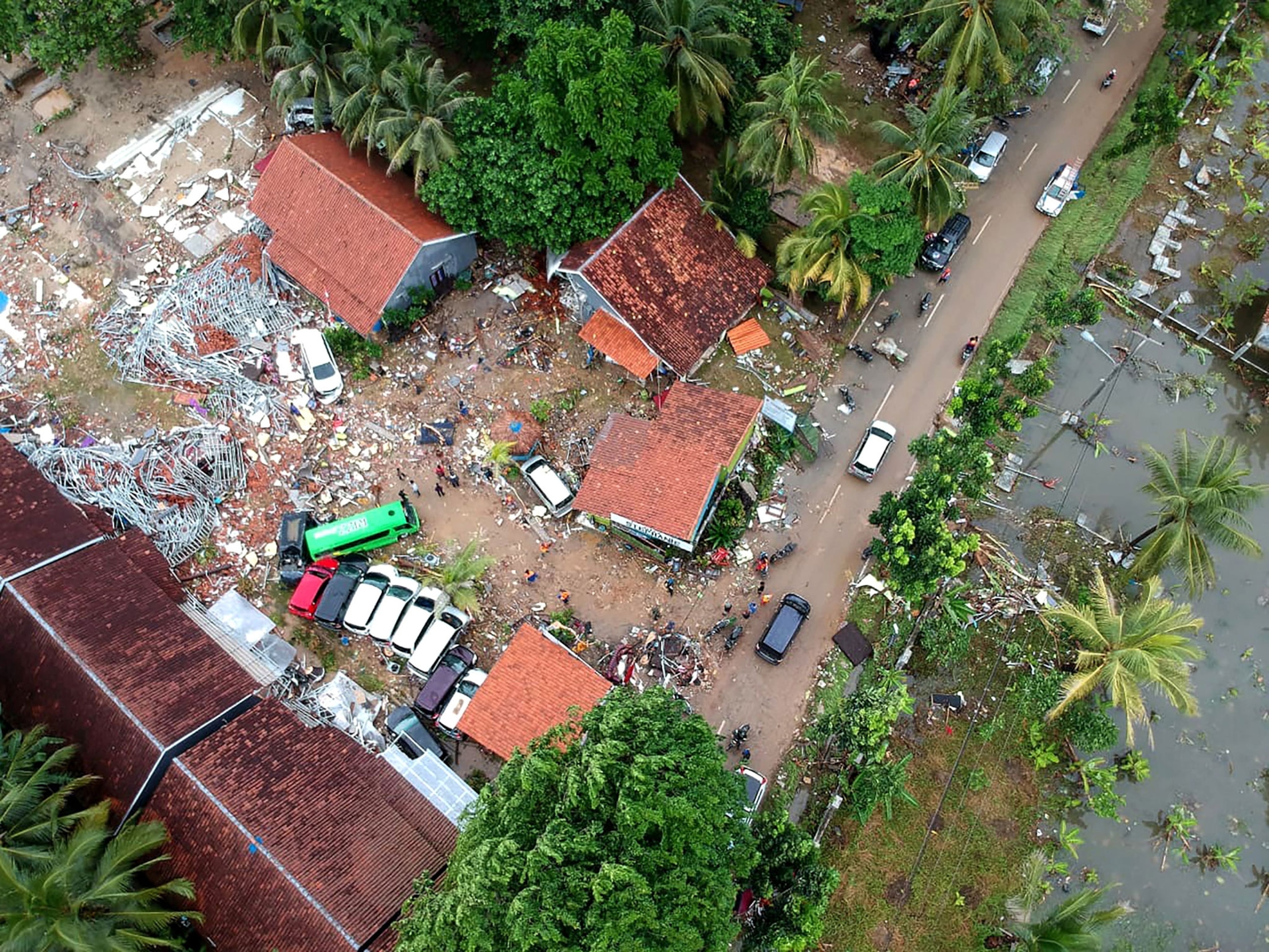 aerial view of Carita after the tsunami.