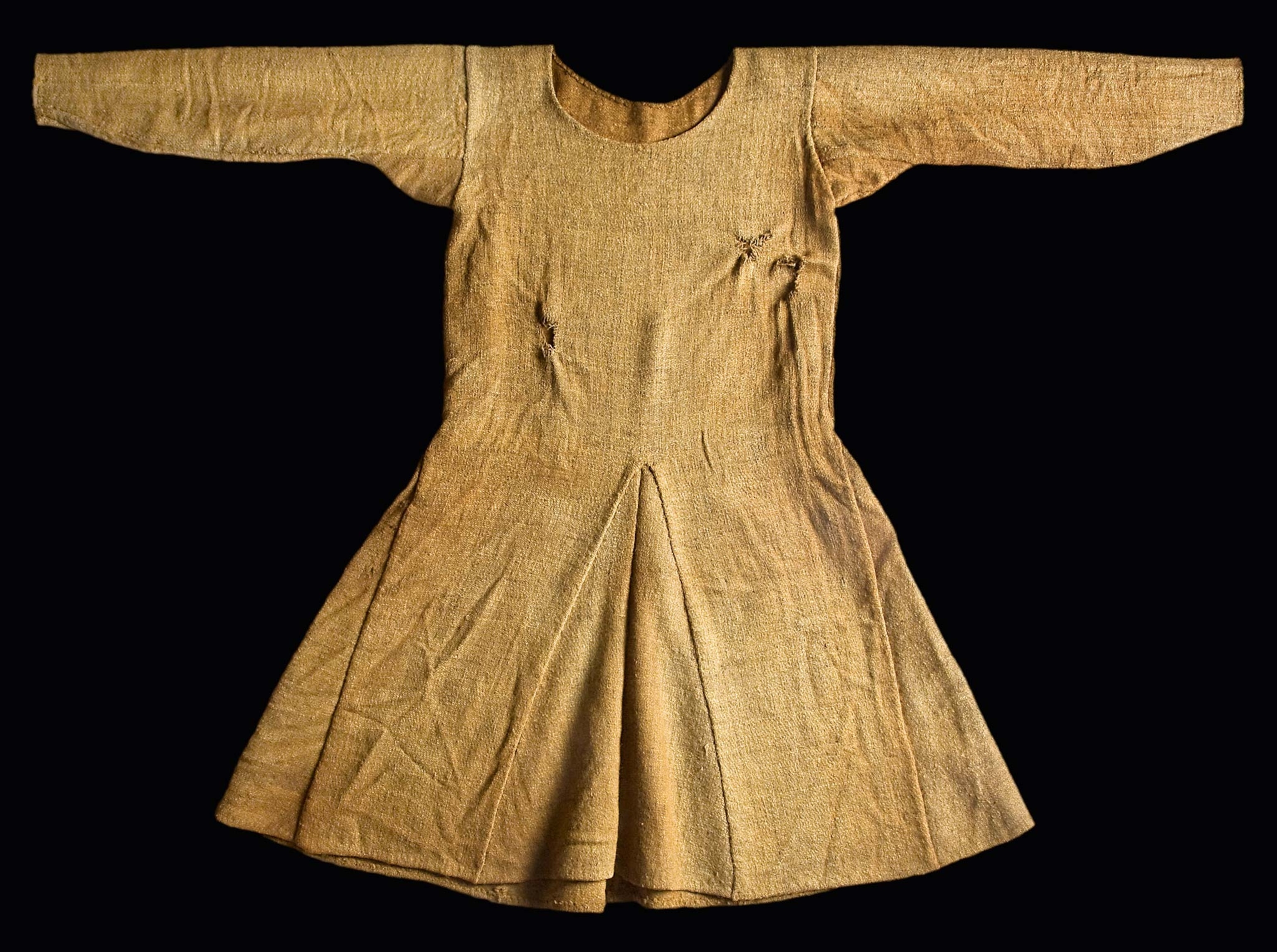 Bocksten Man's preserved brown tunic spread out