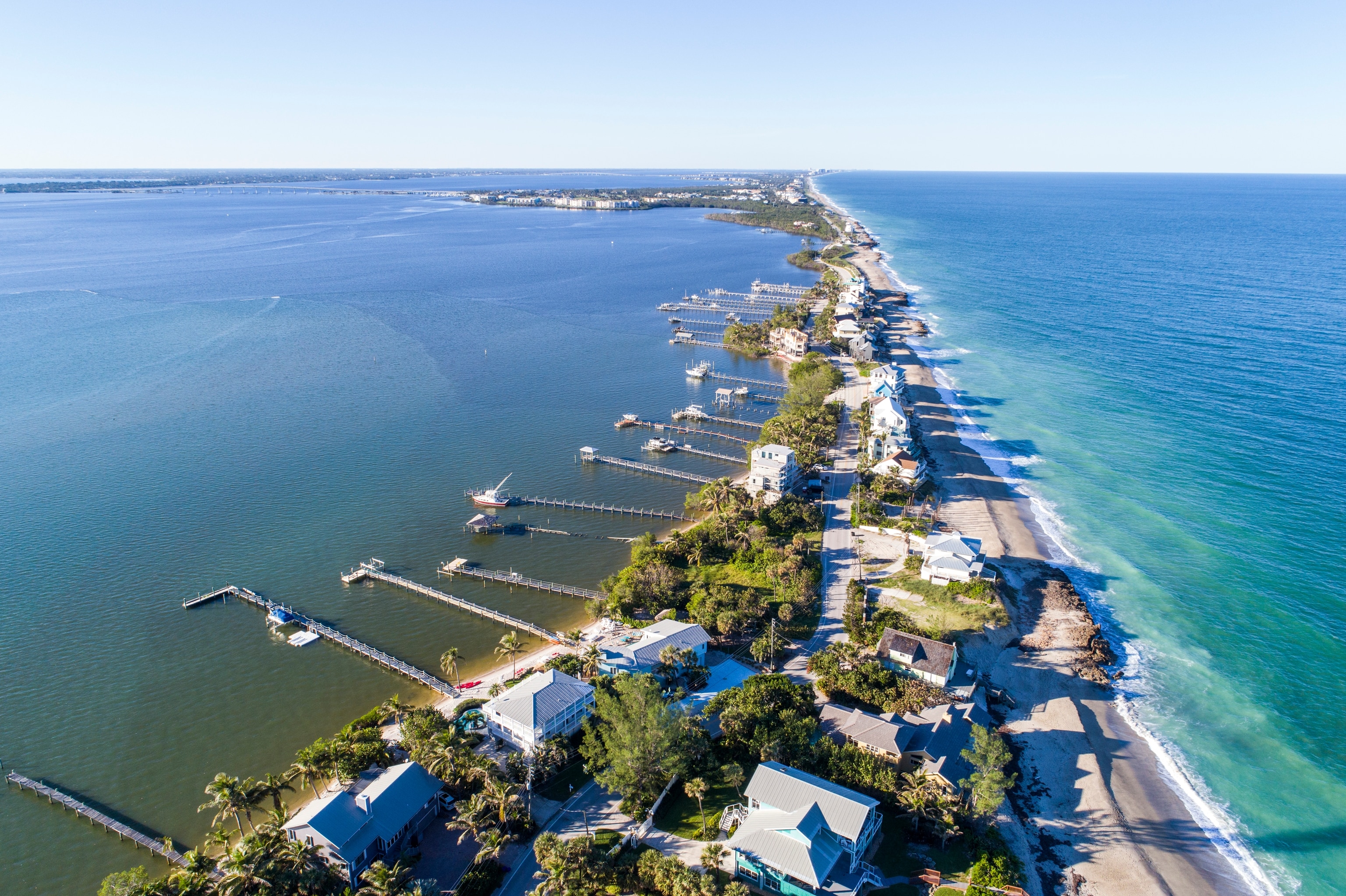 An aerial view of Hutchison Island and Indian River Ecological Lagoon