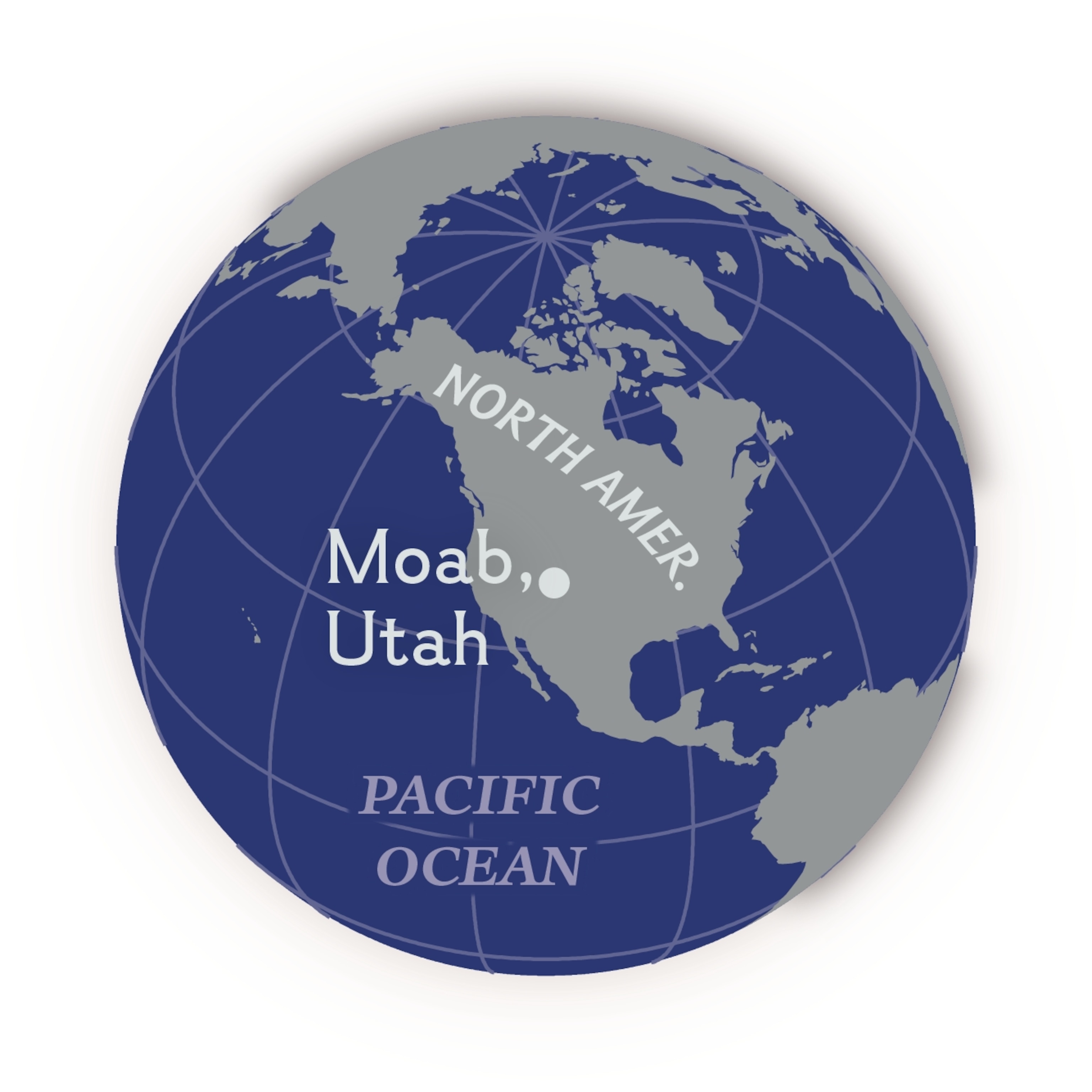 Globe locating Moab, Utah in the Western United States