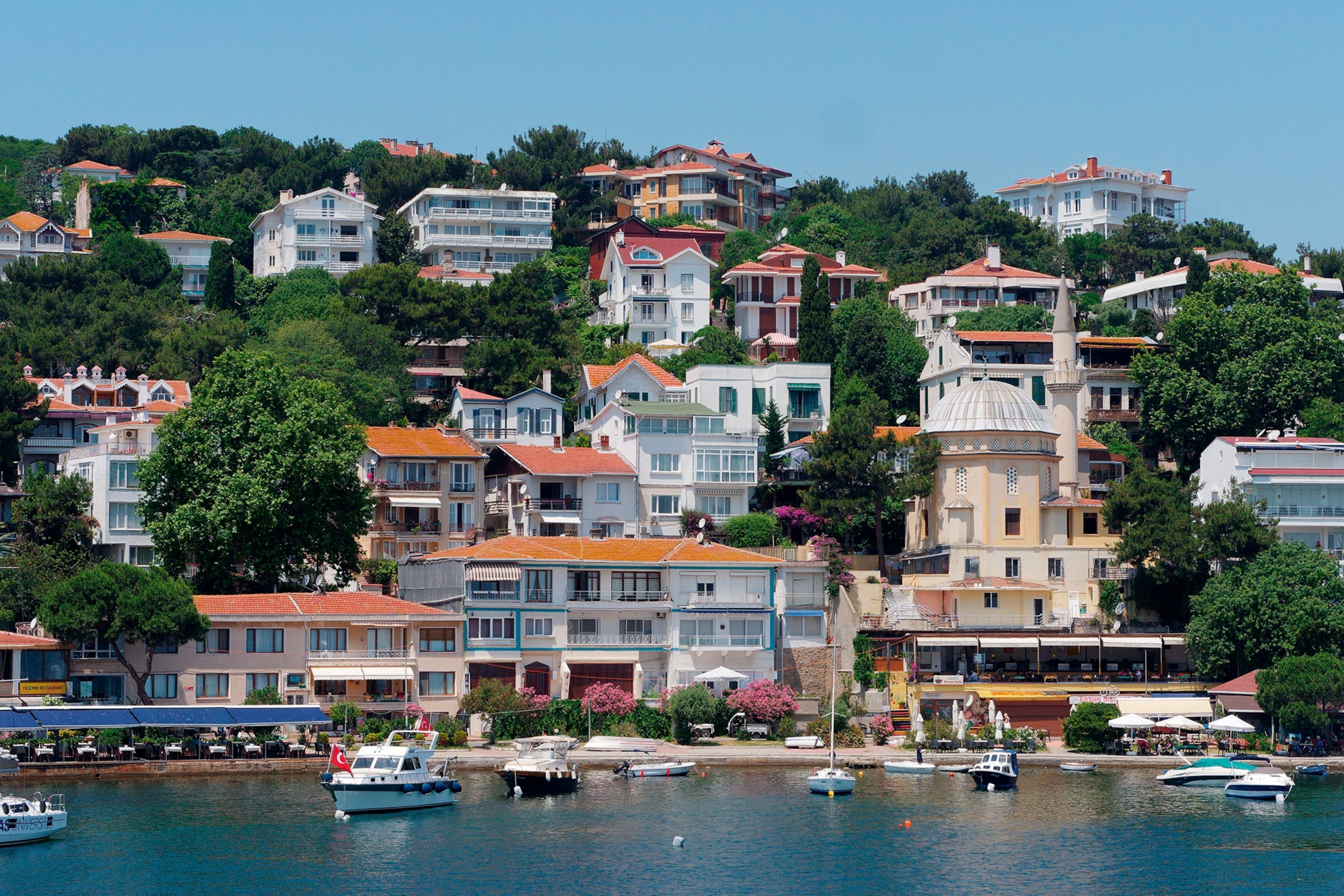 View of Istanbul islands from the sea.