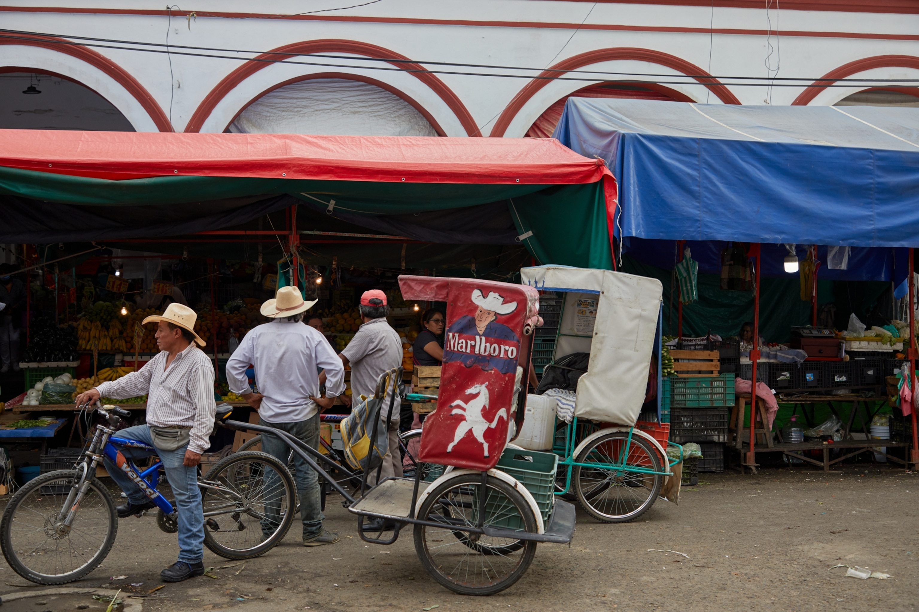 Residents of the town of Amecameca, work in bicycle transportation