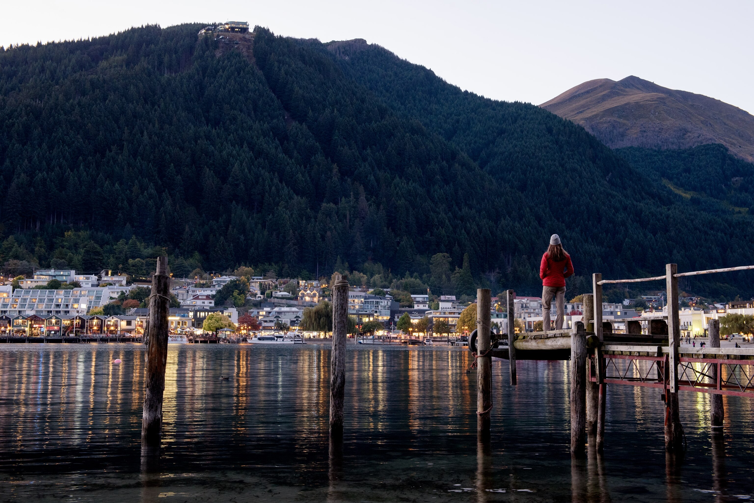 the waterfront of Lake Wakatipu in Queenstown on the South Island of New Zealand