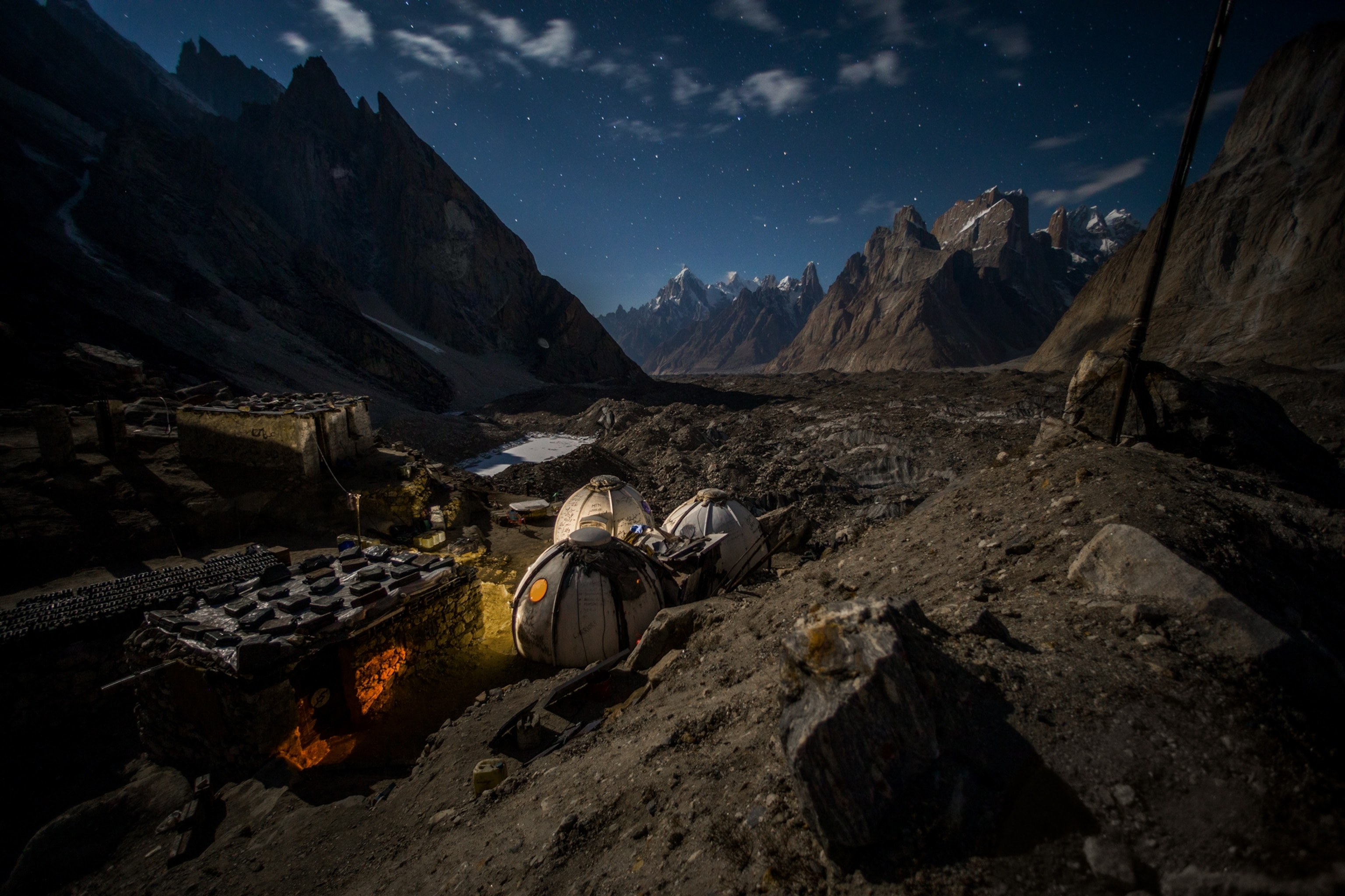 tents in army post at night