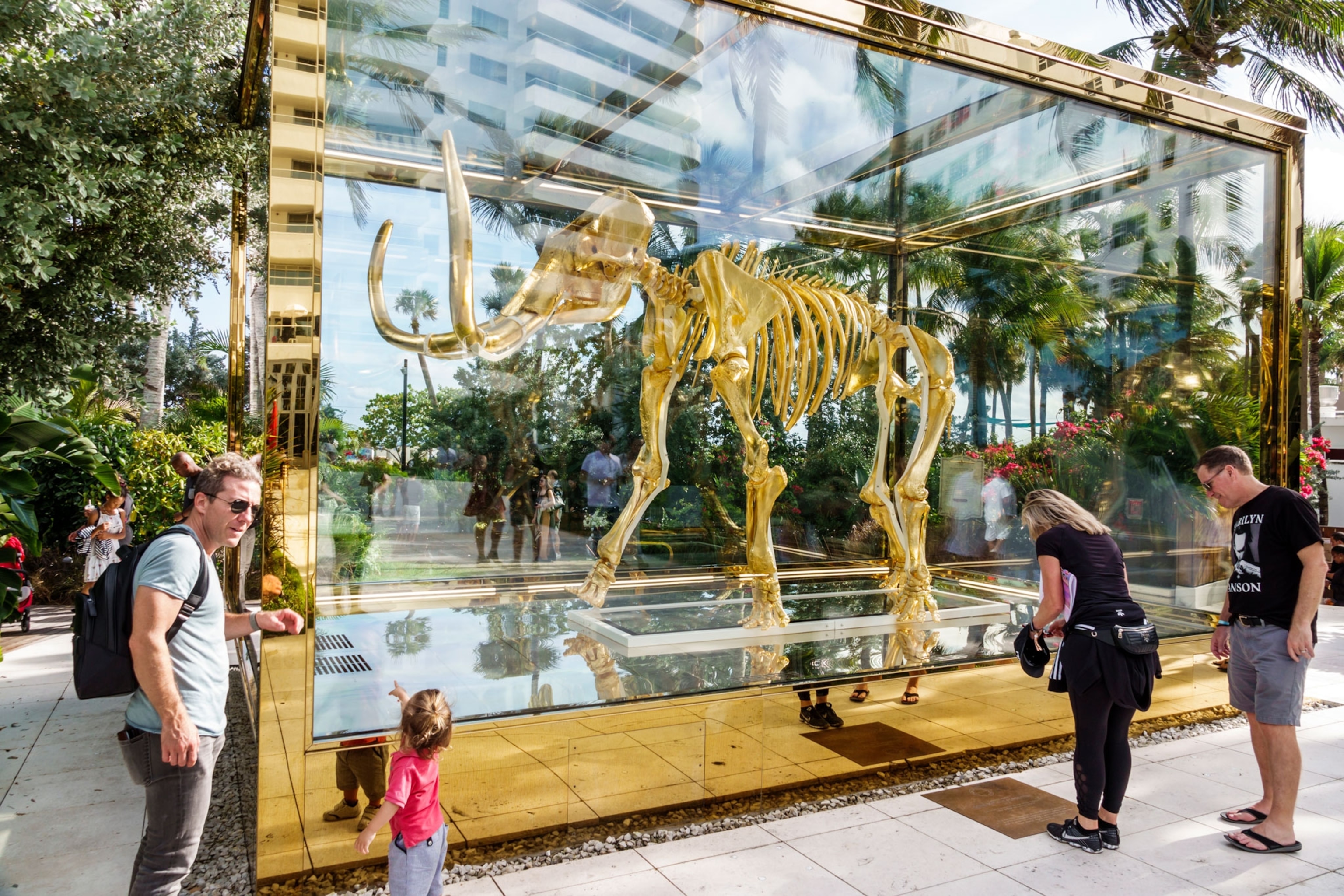 "Gone but not Forgotten," a sculpture by Damien Hirst, stands in Miami Beach, Florida.