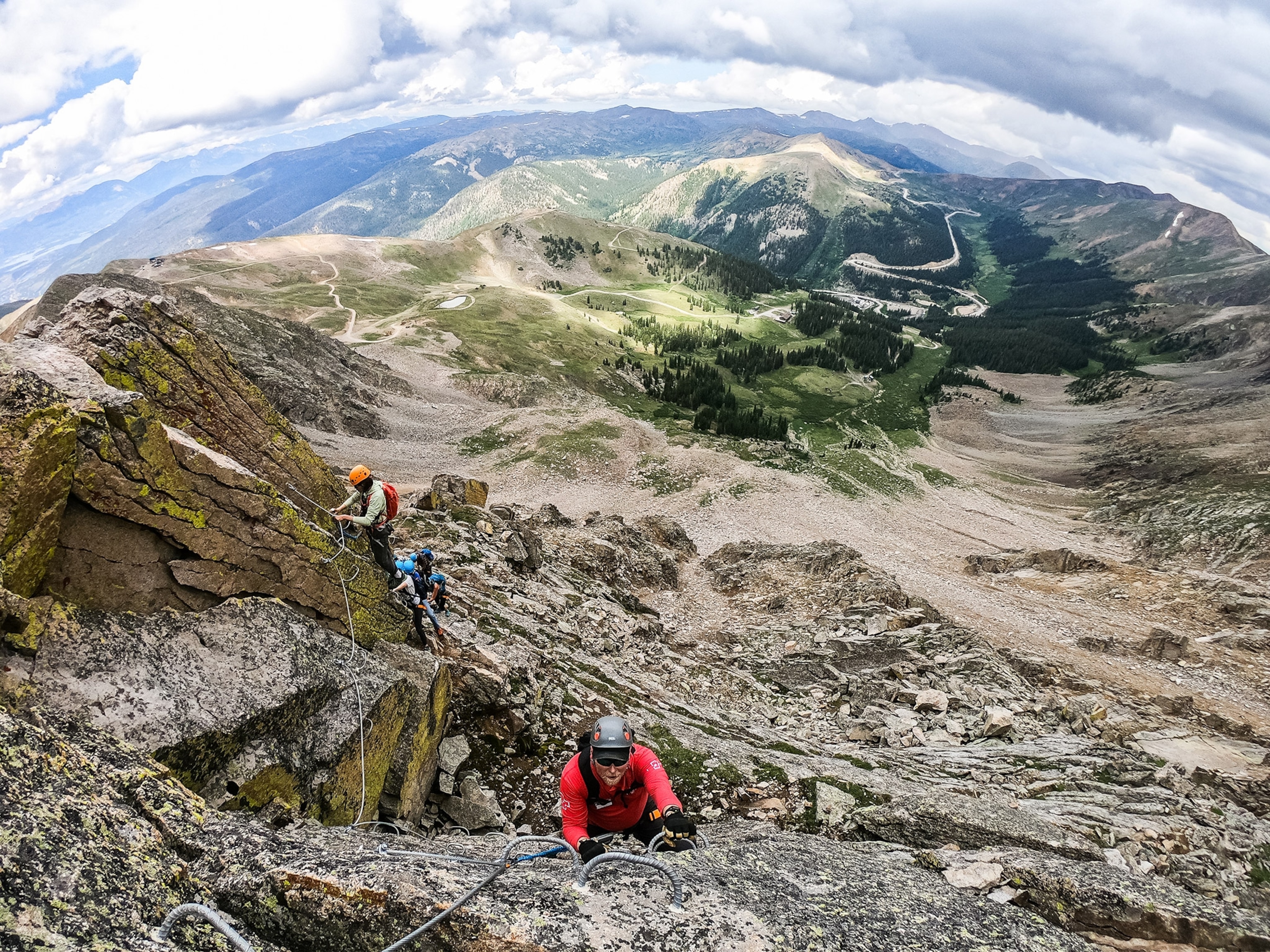 Guests enjoy the highest Via Ferrata in North America at Arapahoe Basin Ski Area