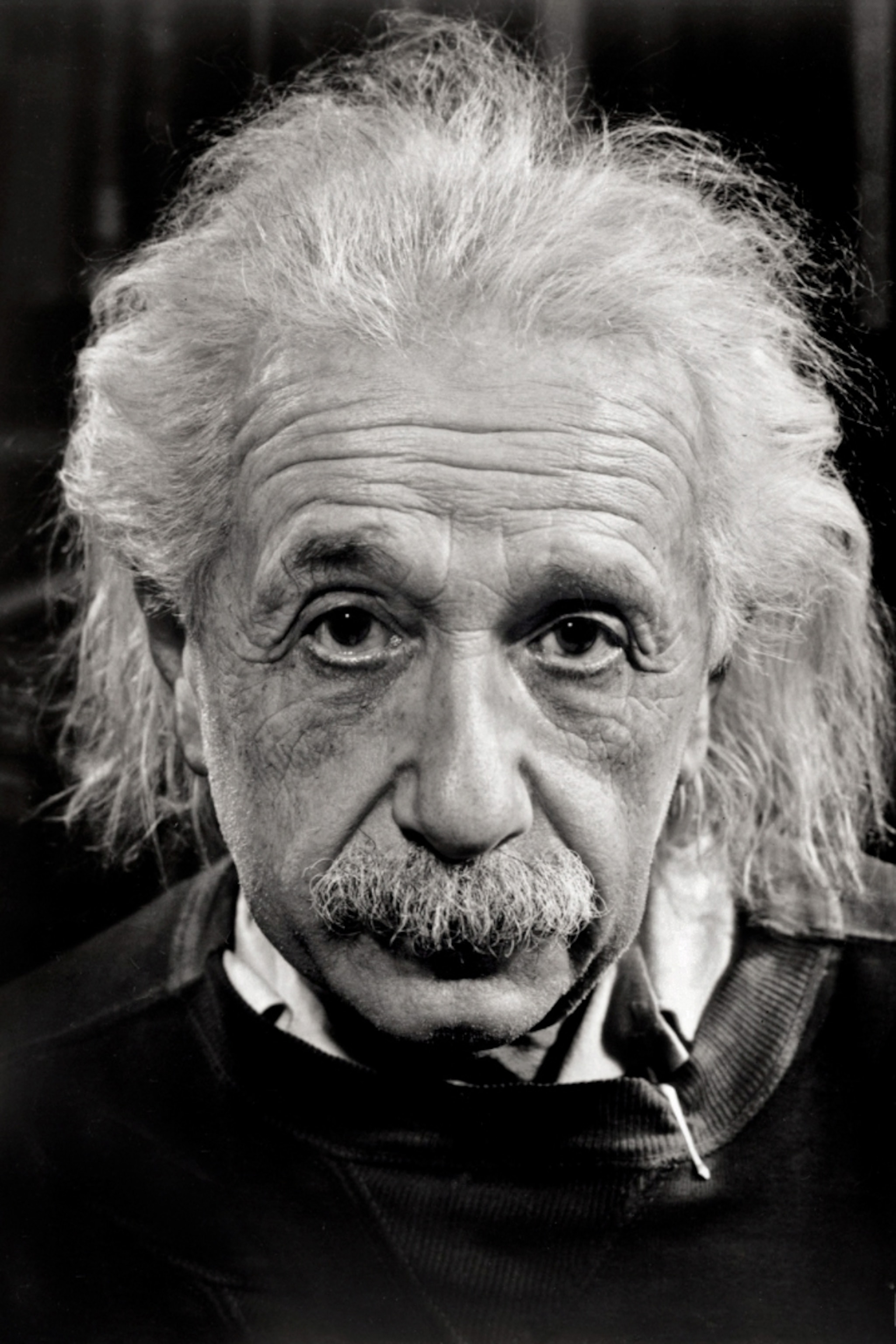 Albert Einstein in black and white.