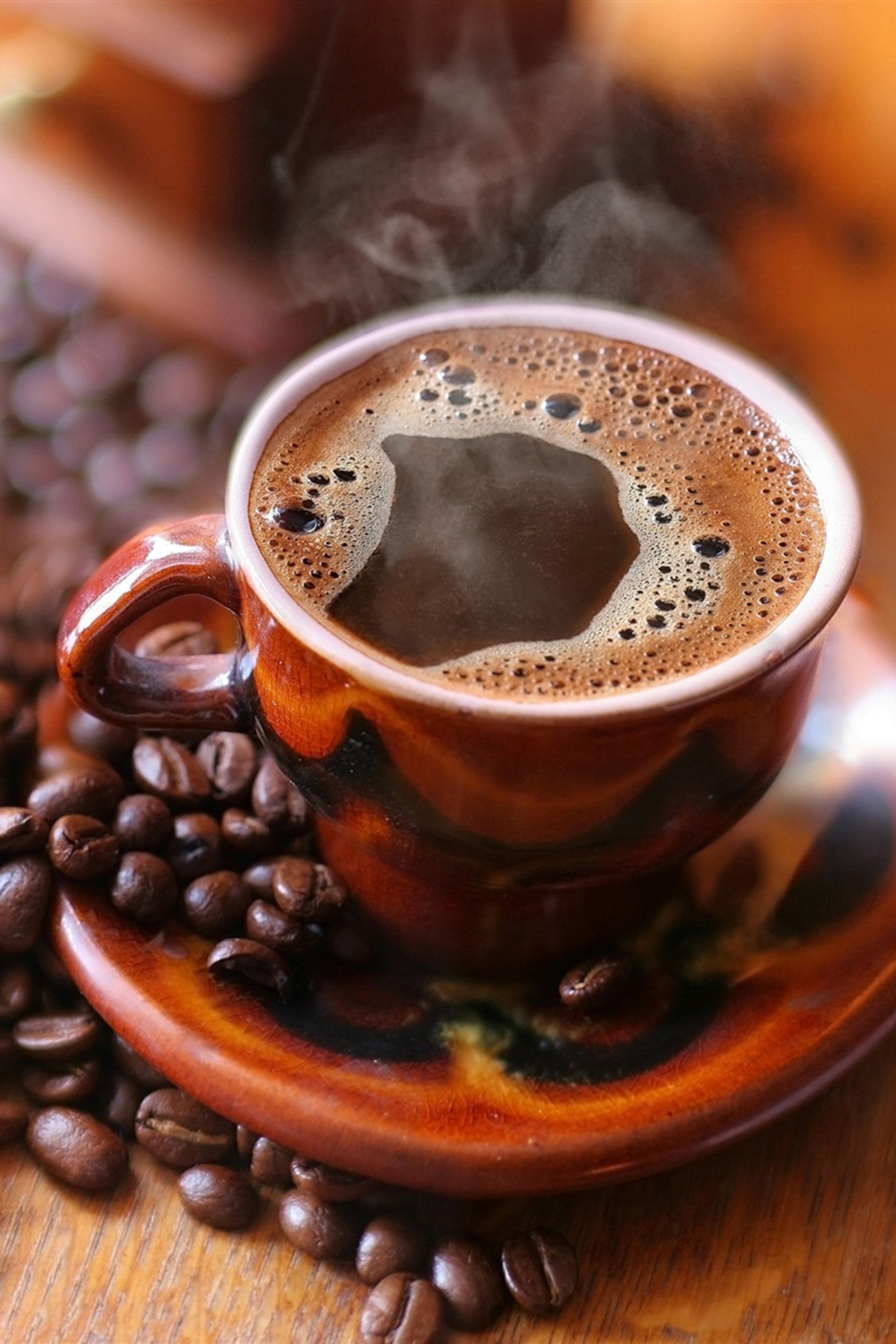 Hot coffee in cup