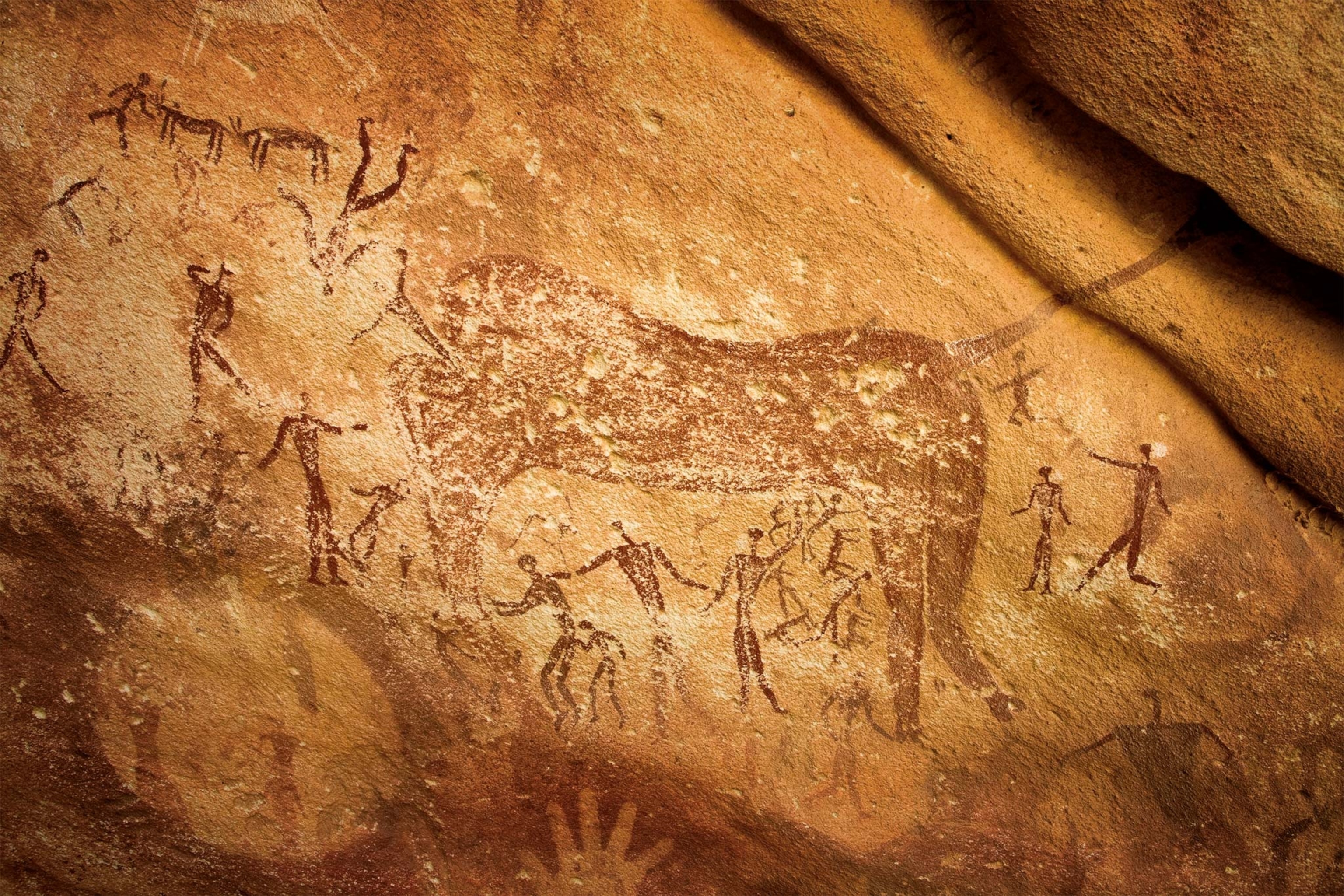 Giant beasts, some believe they’re elephants, are carved into the Cave of Beasts.