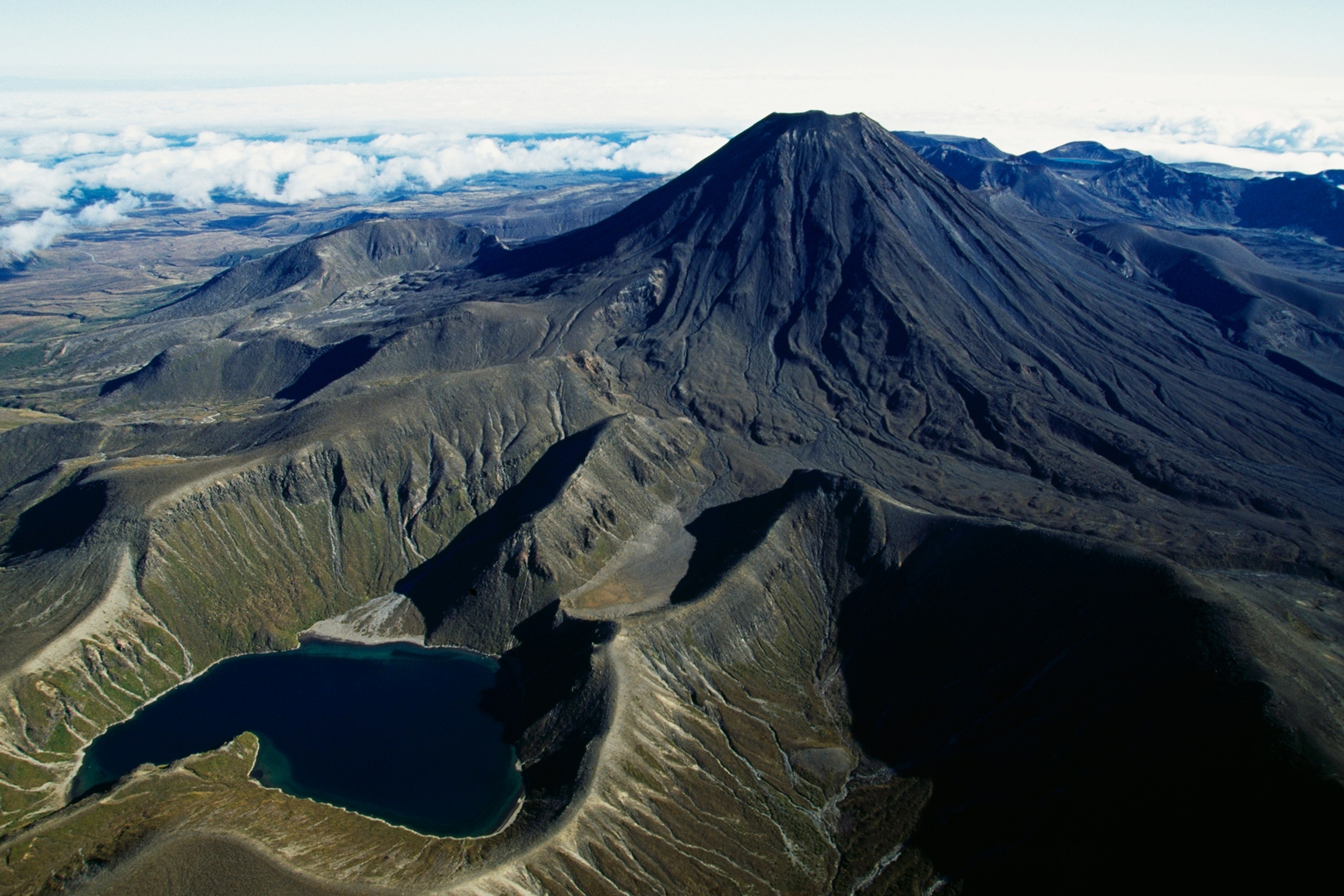 Upper Tama Lake and Mount Ngauruhoe.