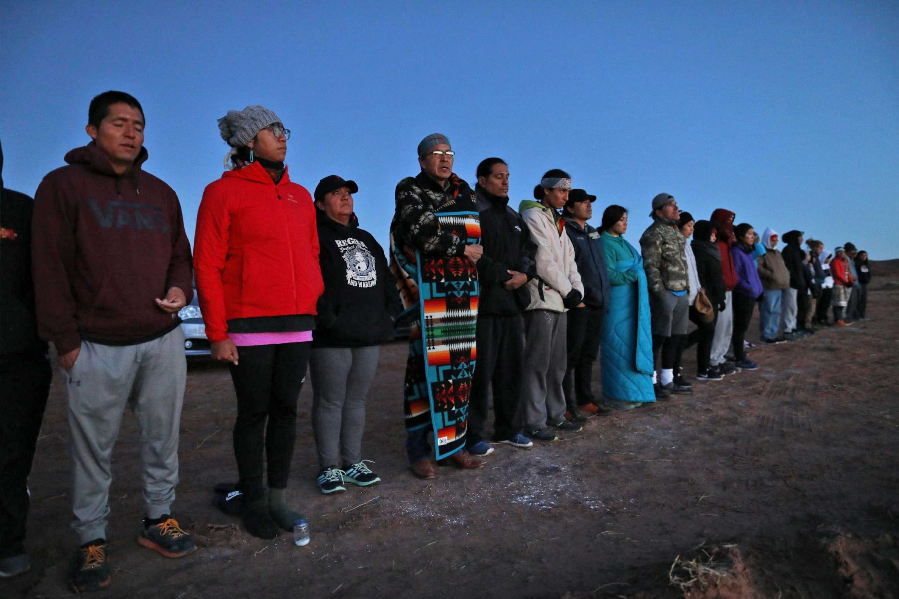 a sunrise prayer with members of Hopi, Zuni and New Mexico Pueblo tribes, Ute and Dine.