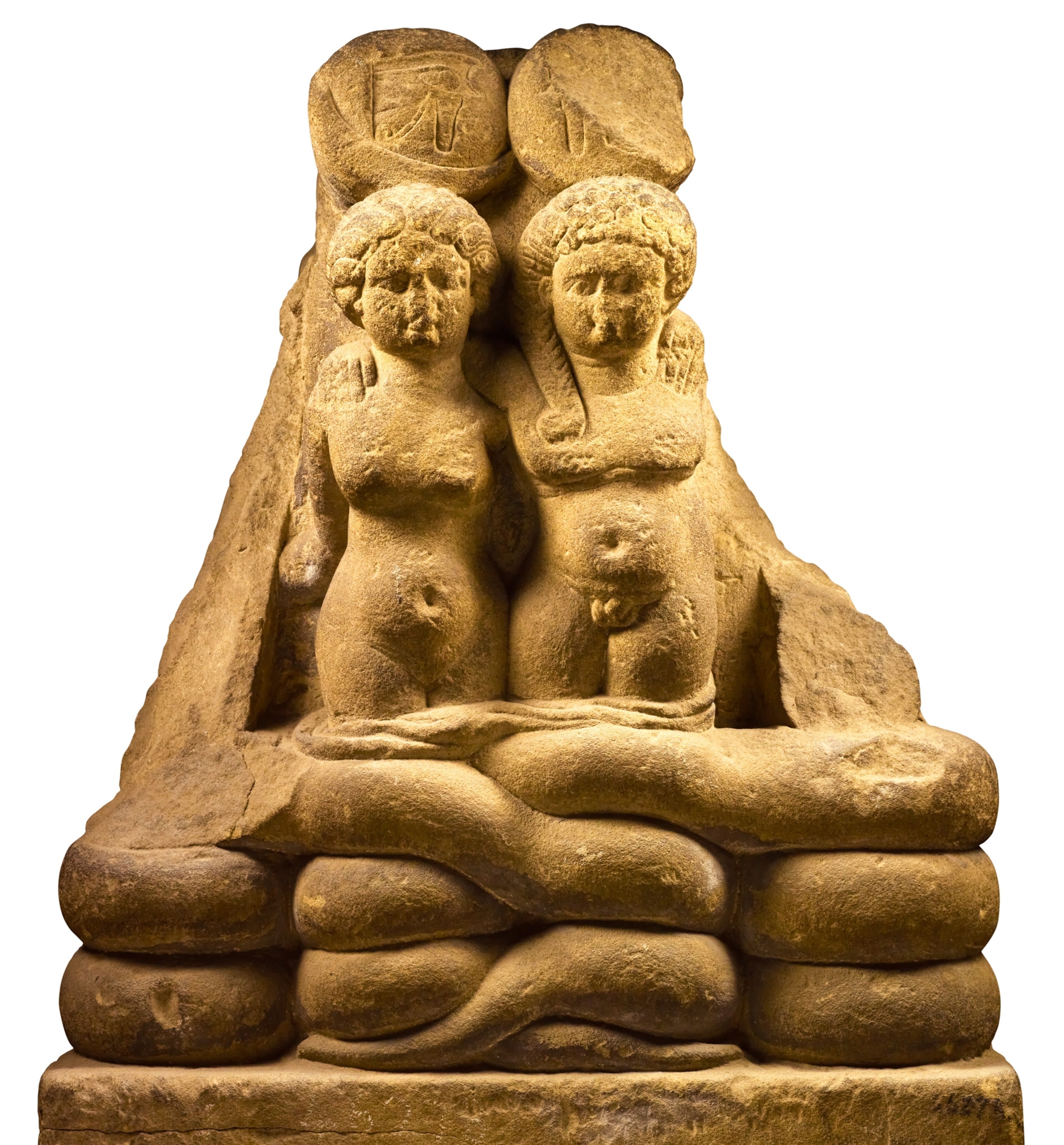 a statue of the twin children of Antony and Cleopatra