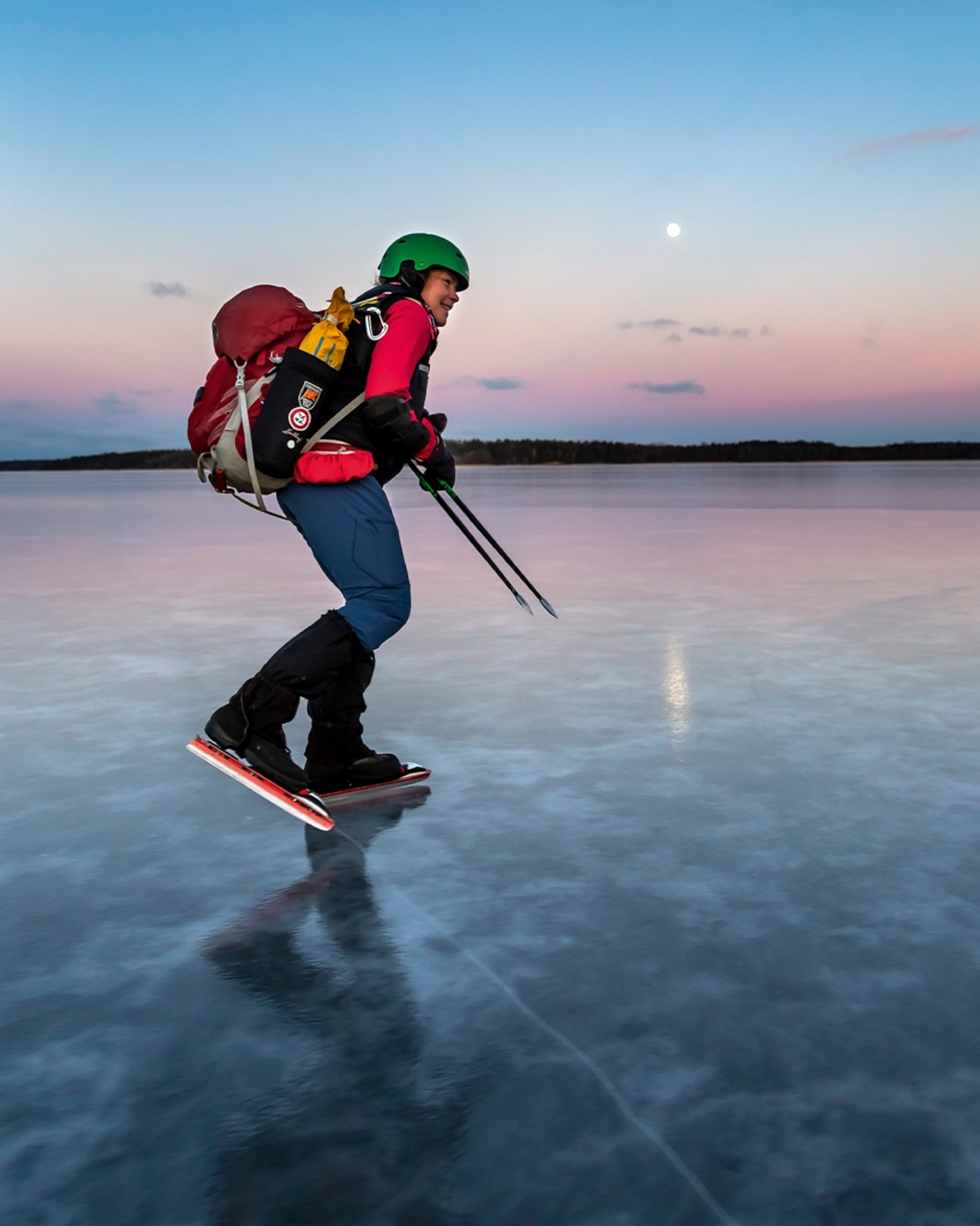 Woman ice skating in Sweden