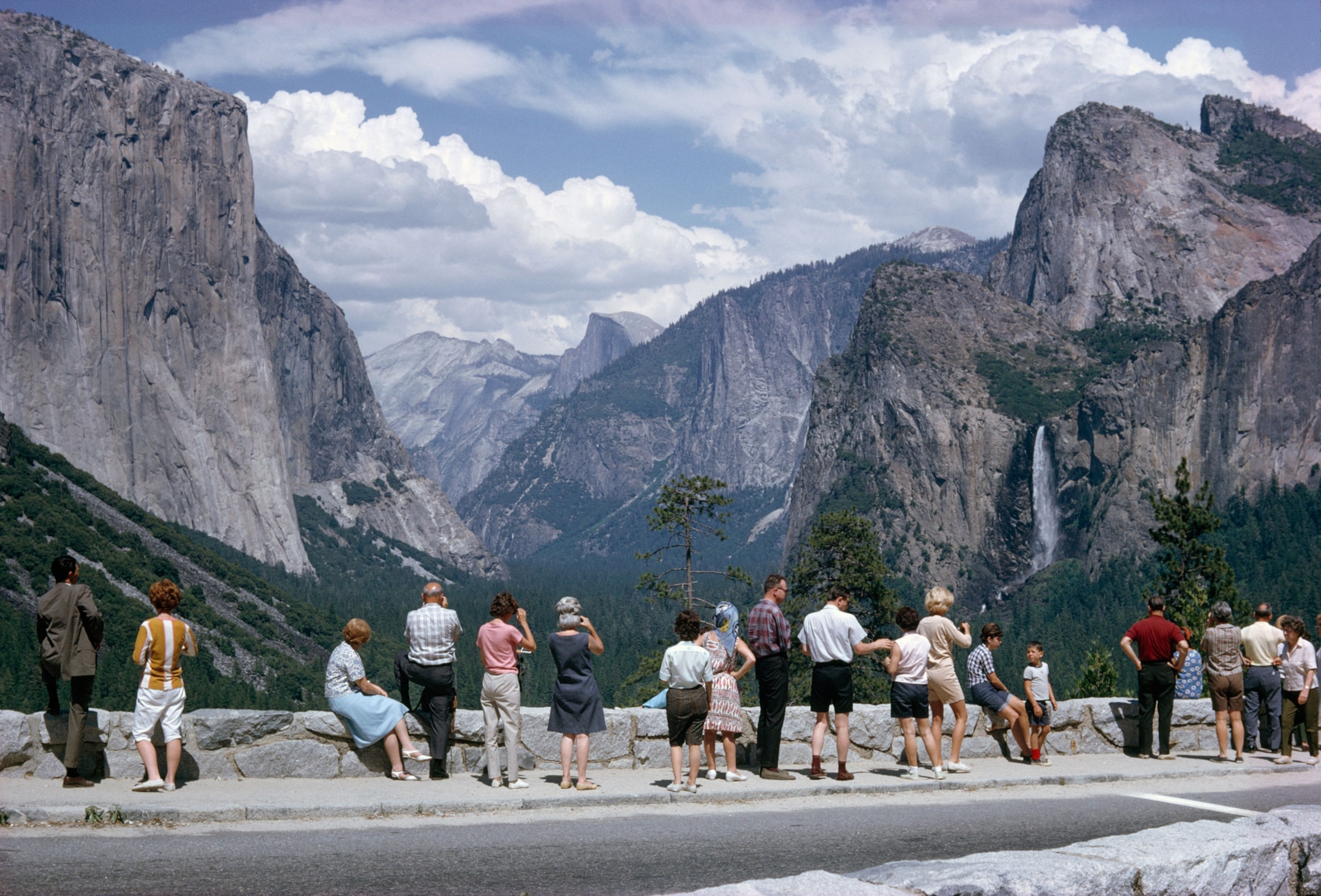 tourists at Half Dome in Yosemite in 1965