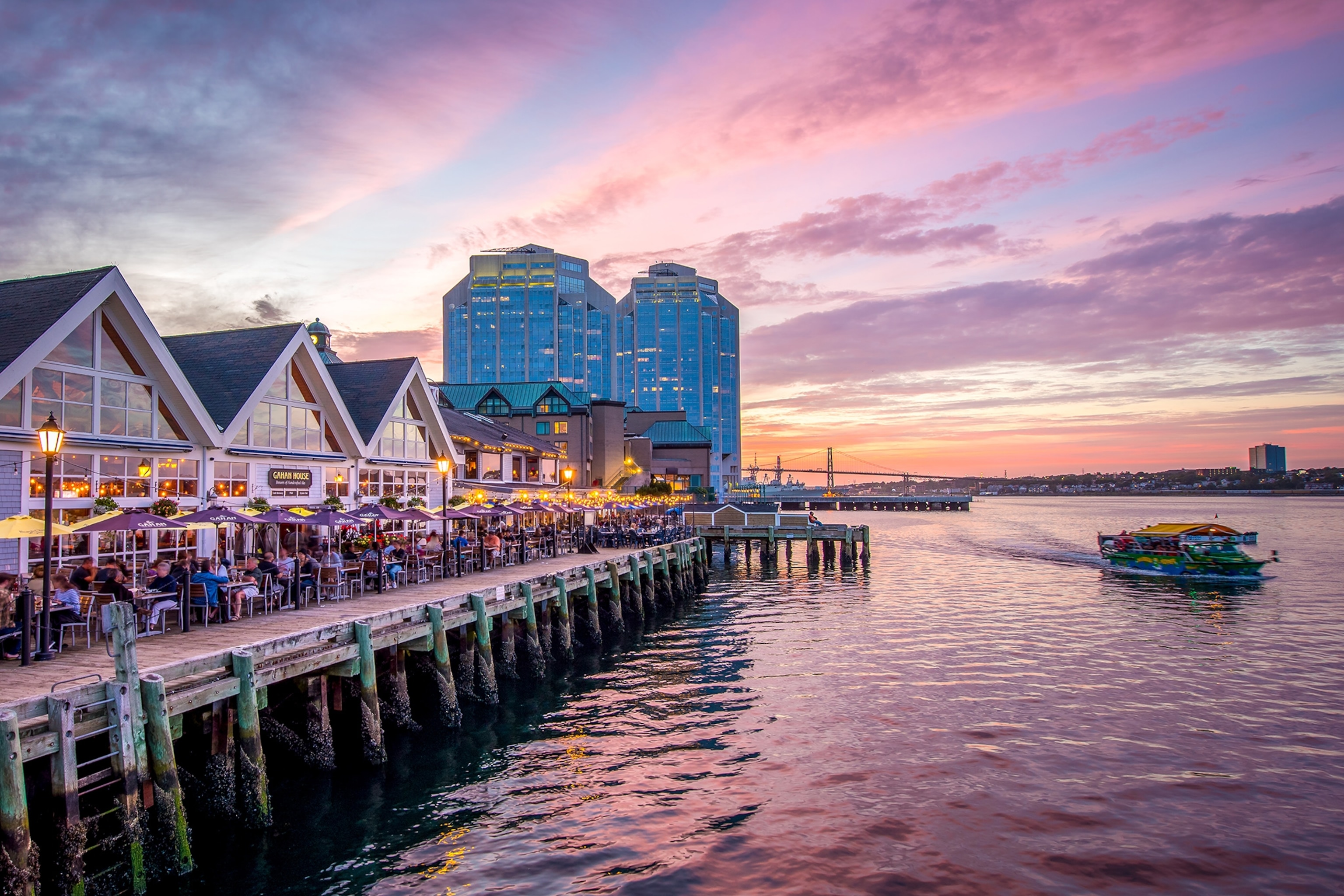 the sunset at the waterfront in Nova Scotia, Canada