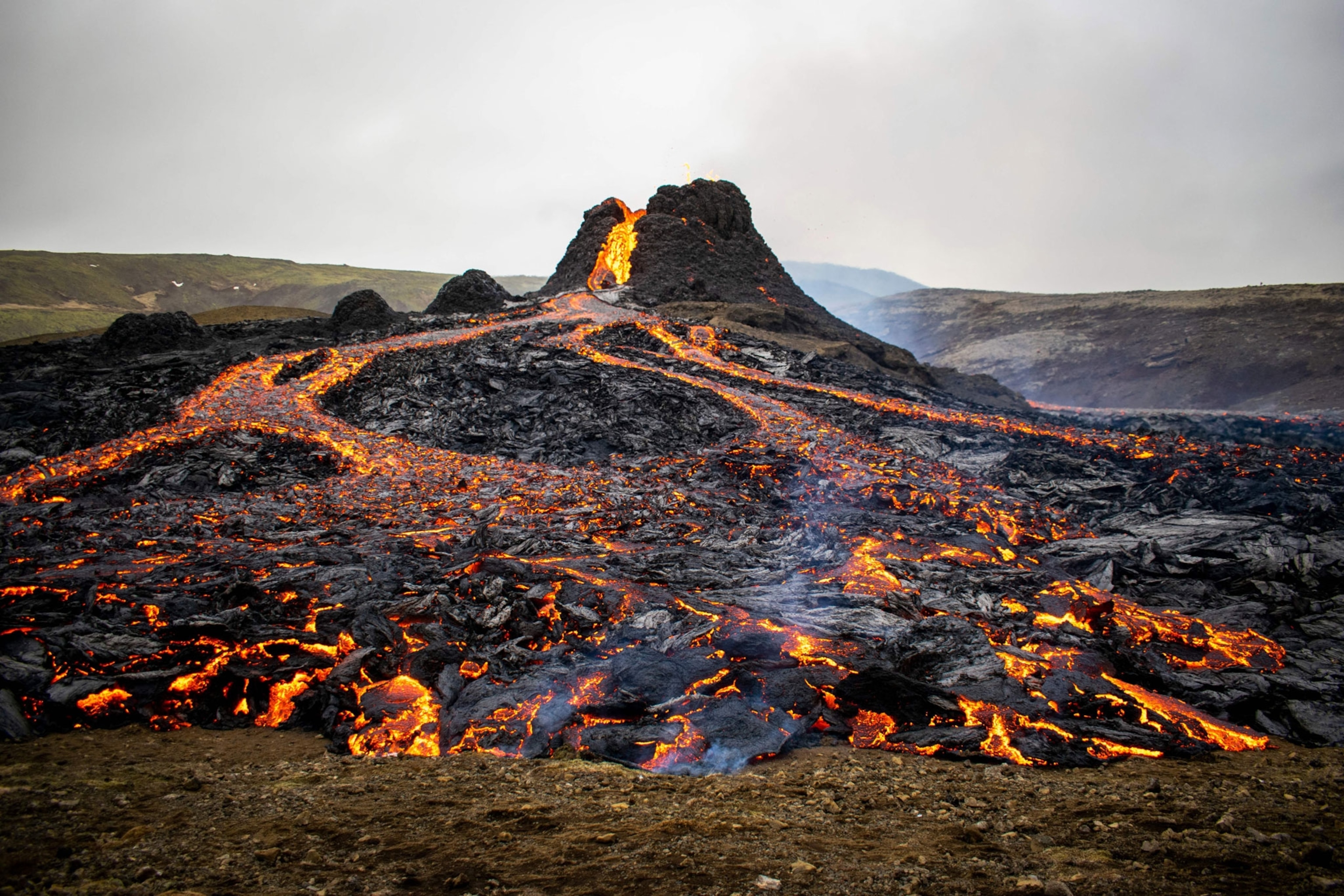 volcano erupting