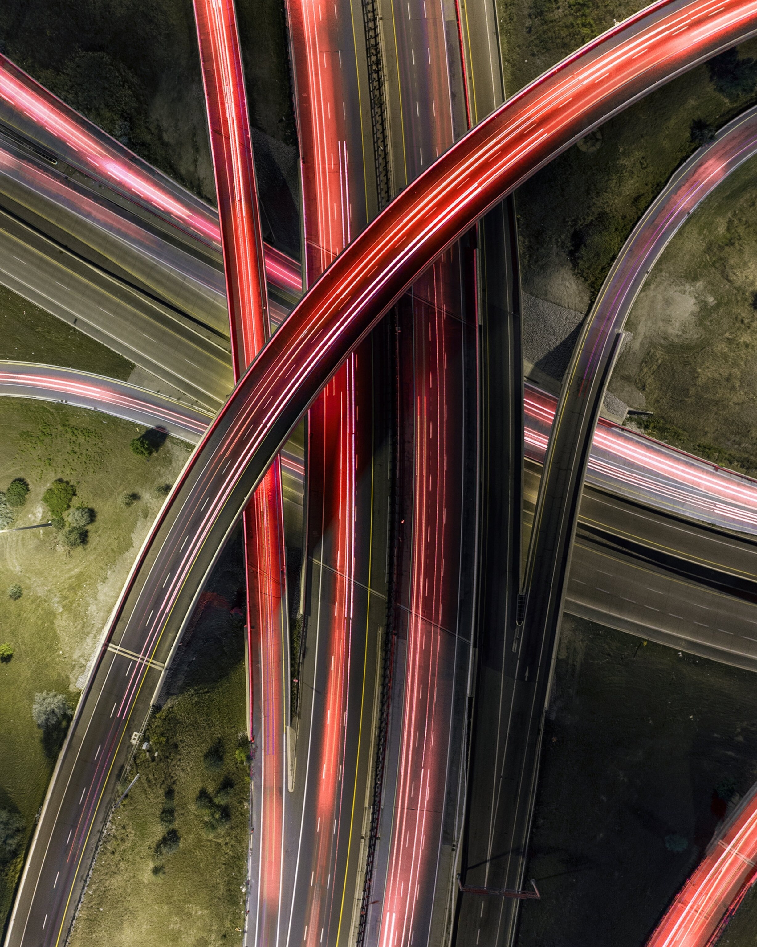 car lights streaking along a highway at night, Toronto