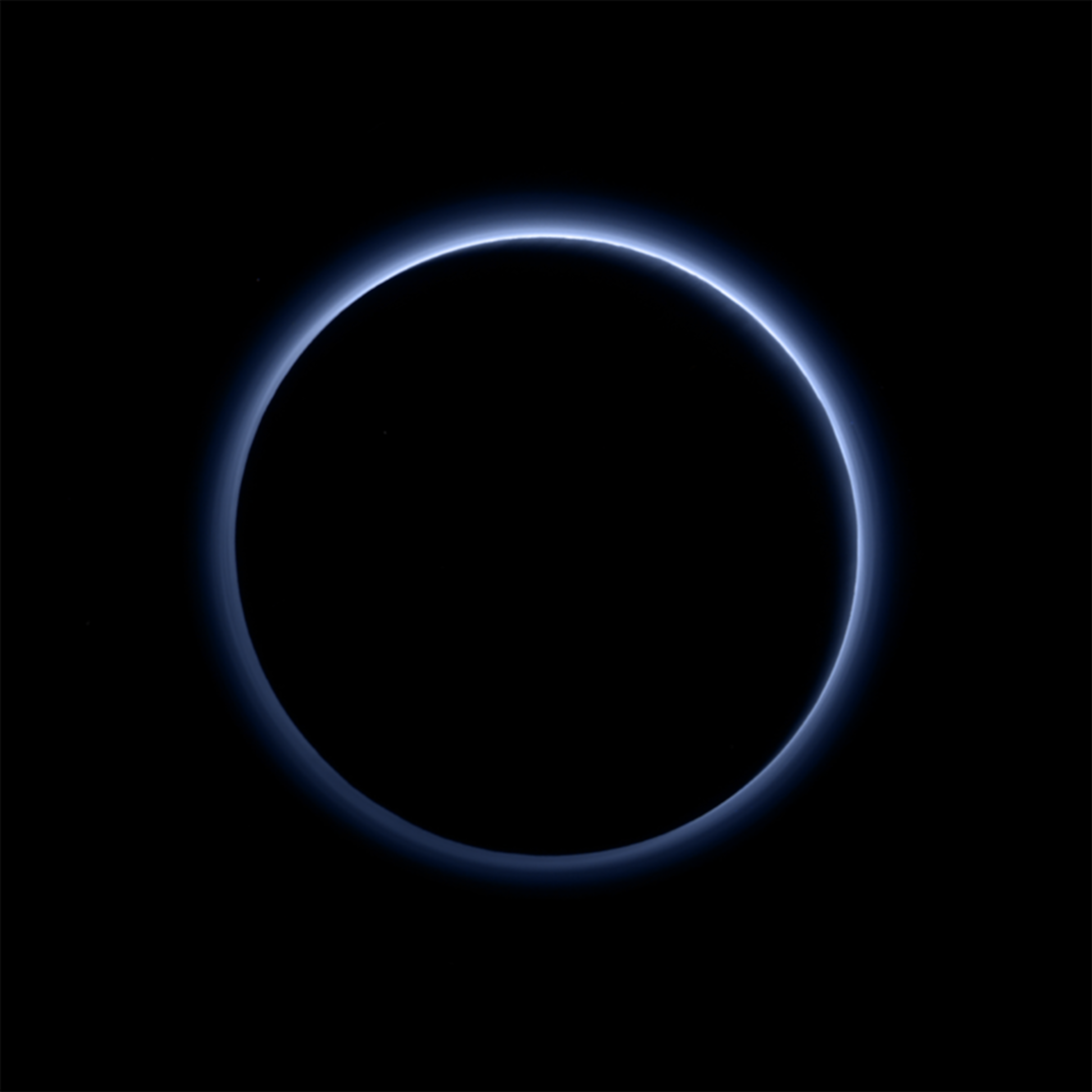 Pluto with a blue halo