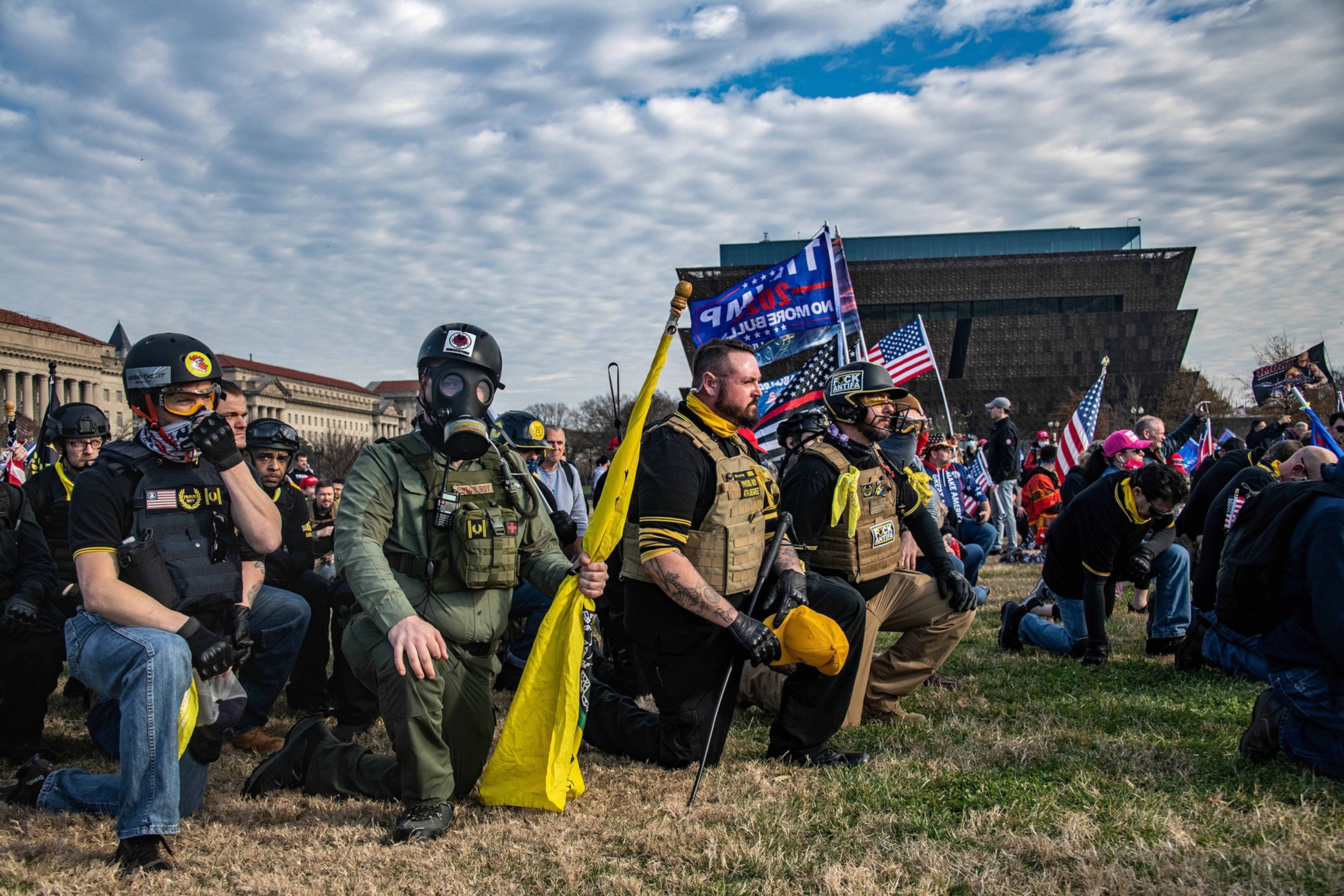 supporters of President Trump, including Proud Boys, at the Stop the Steal rally