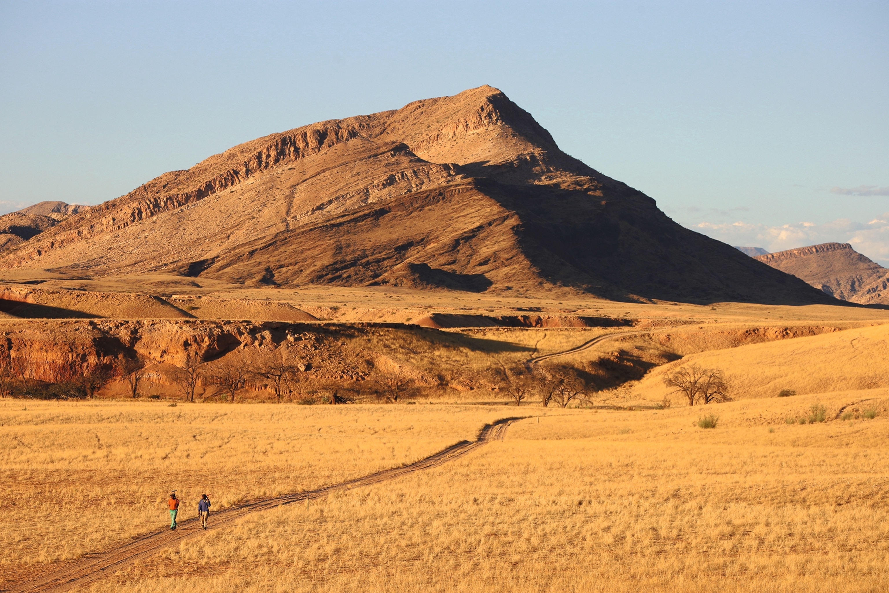 A desert mountain in evening light